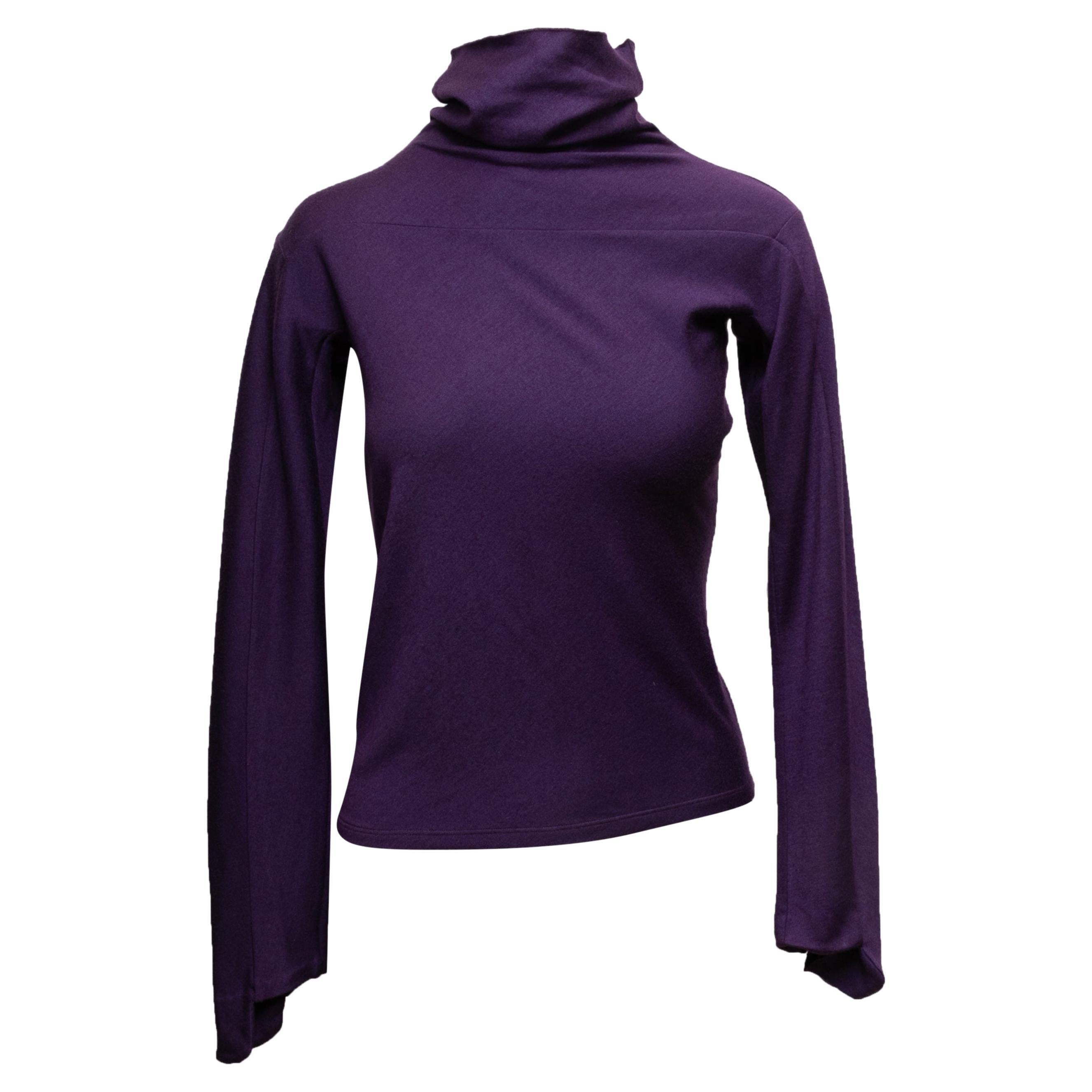 Eggplant Fendi Rollkragenpullover aus Kaschmir und Seide Größe IT 40