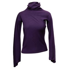 Top dolcevita Fendi in cashmere e seta color melanzana Taglia IT 40
