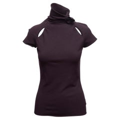 Eggplant Gucci Mock Neck Cutout Top Size US M