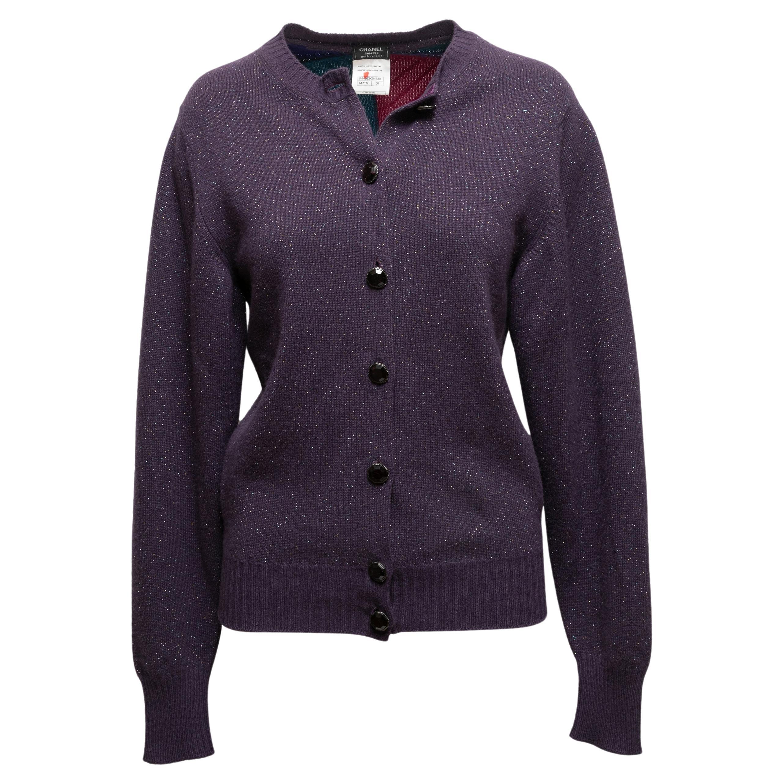 CHANEL Black Leather Jacket with Quilted Accent and Gold Buttons Size 8