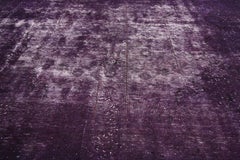 Eggplant-Plum Overdyed Distressed Vintage Turkish Rug with Industrial Luxe Style