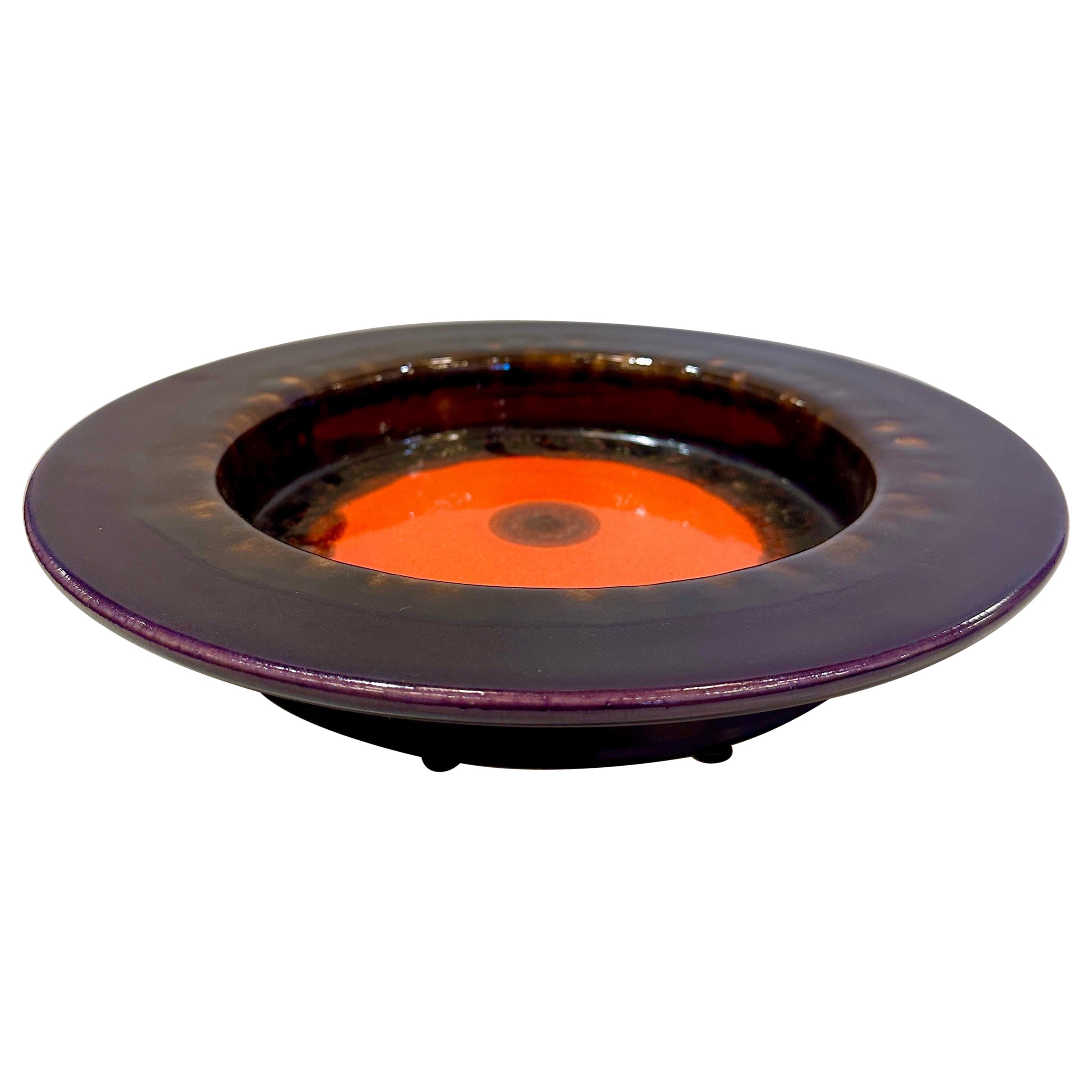 Eggplant 
Vivid Orange Glazed Ceramic Bowl from West Germany