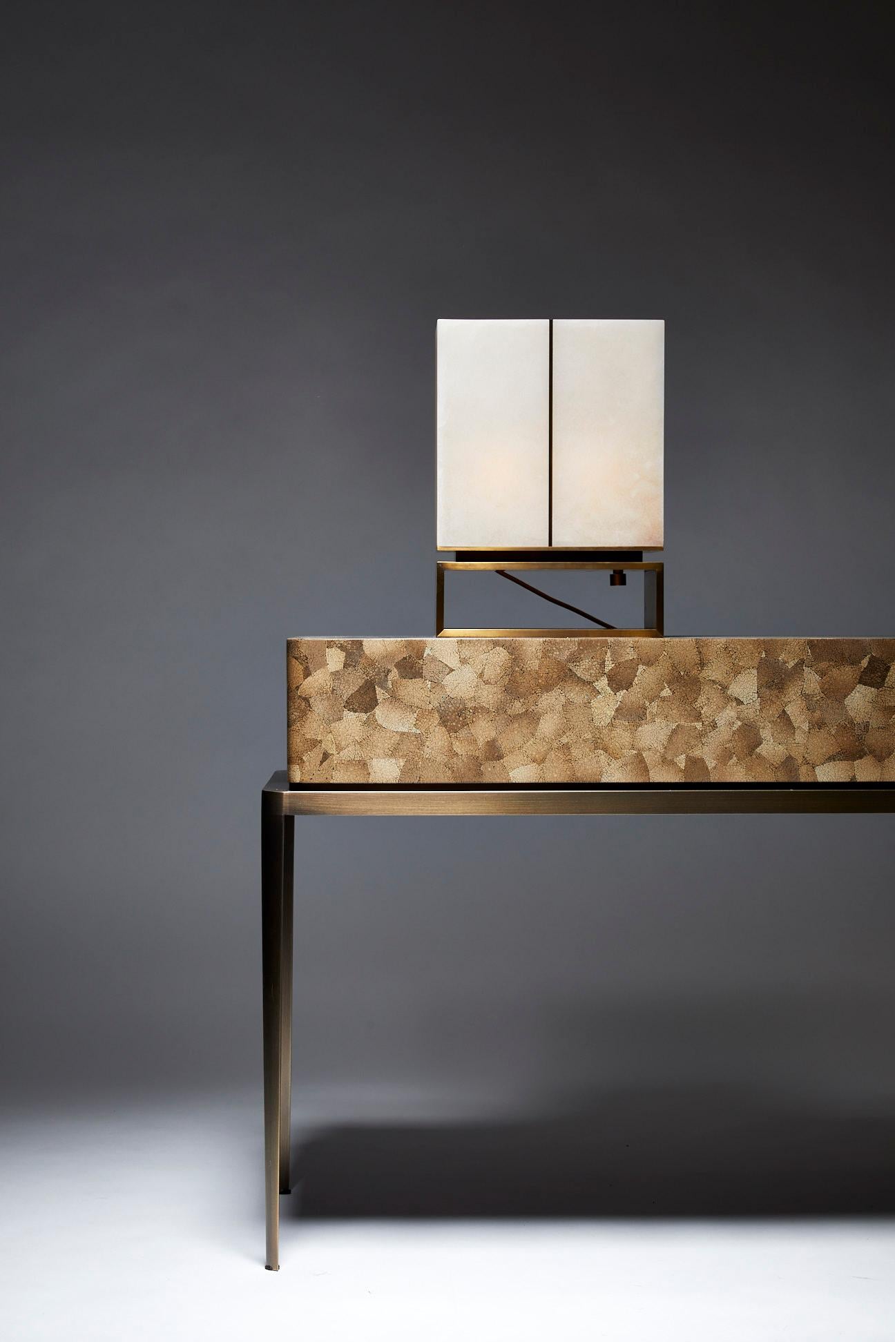 Patinated Eggshell Console, JAYA by Reda Amalou, 2018, Limited Edition of 8, 165 cm For Sale