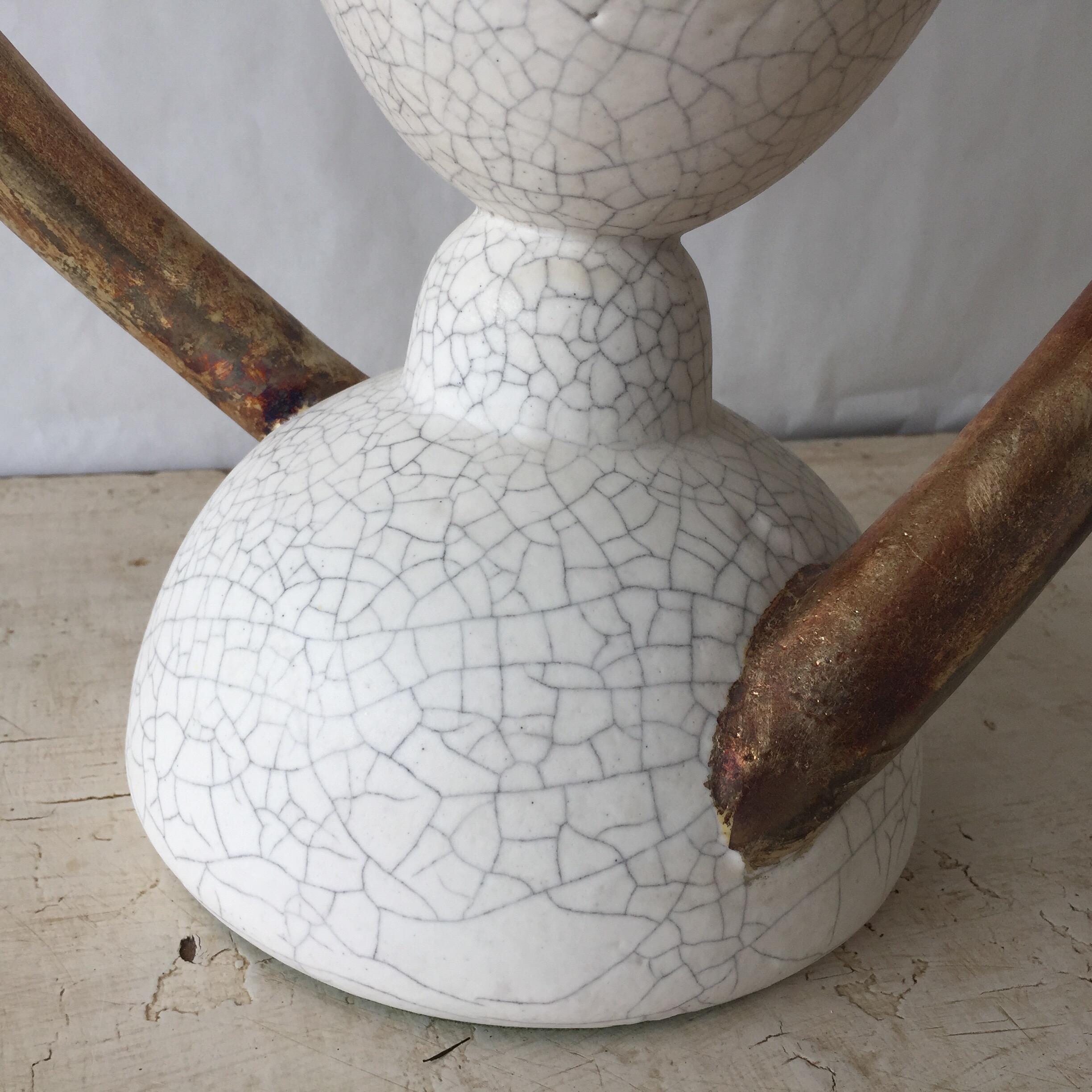 Mid-20th Century Eggshell Crackled Ceramic Trophy Vase