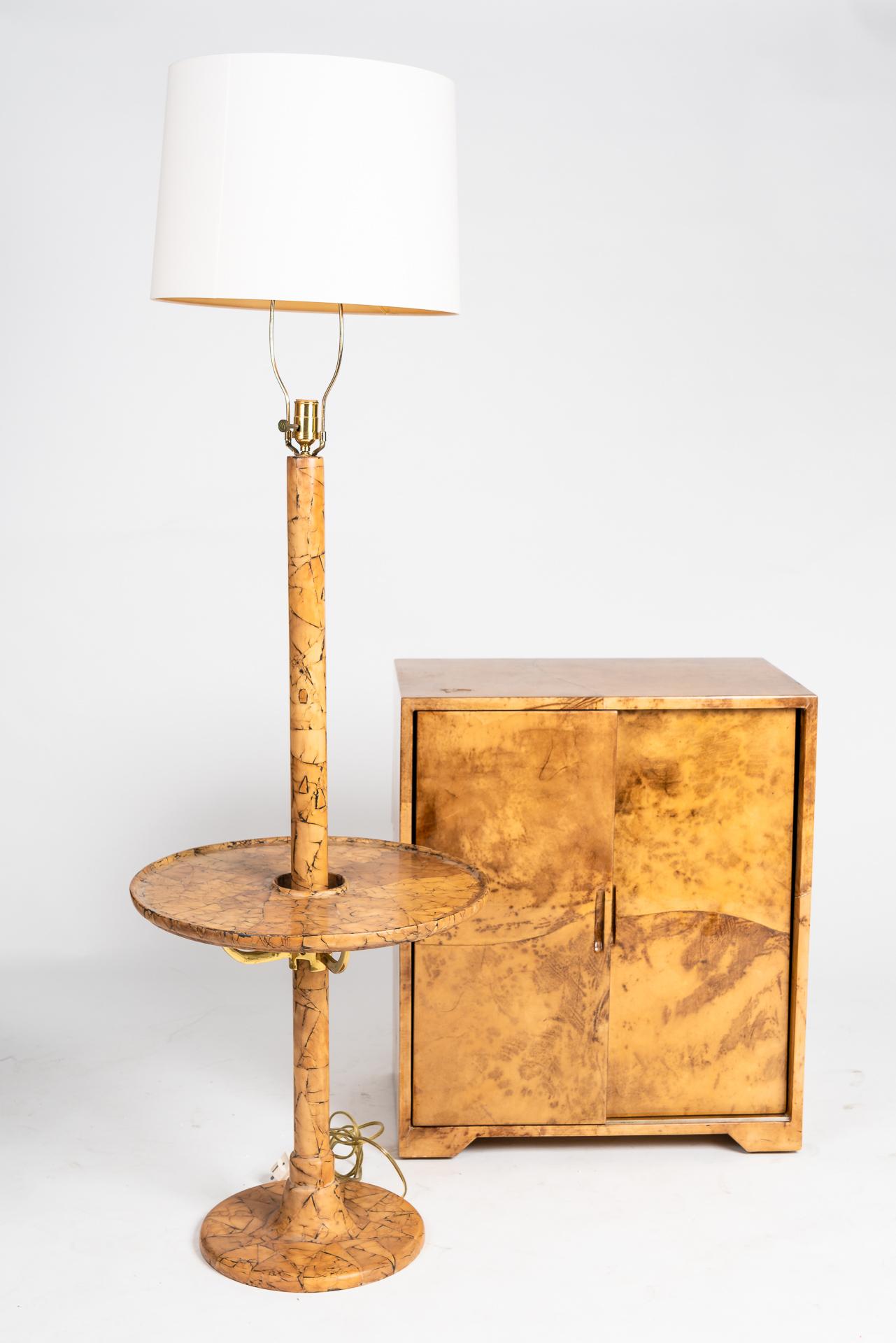 20th Century Eggshell Floor Lamp with Table For Sale