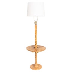 Vintage Eggshell Floor Lamp with Table