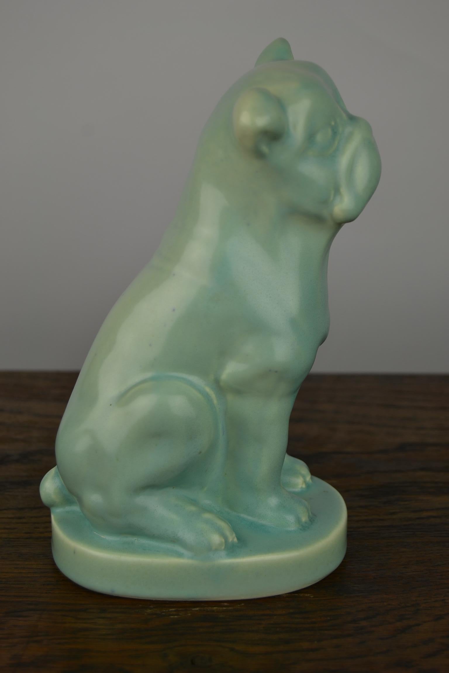 Eggshell Green Art Deco Porcelain Bulldog Figurine, 1930s 5