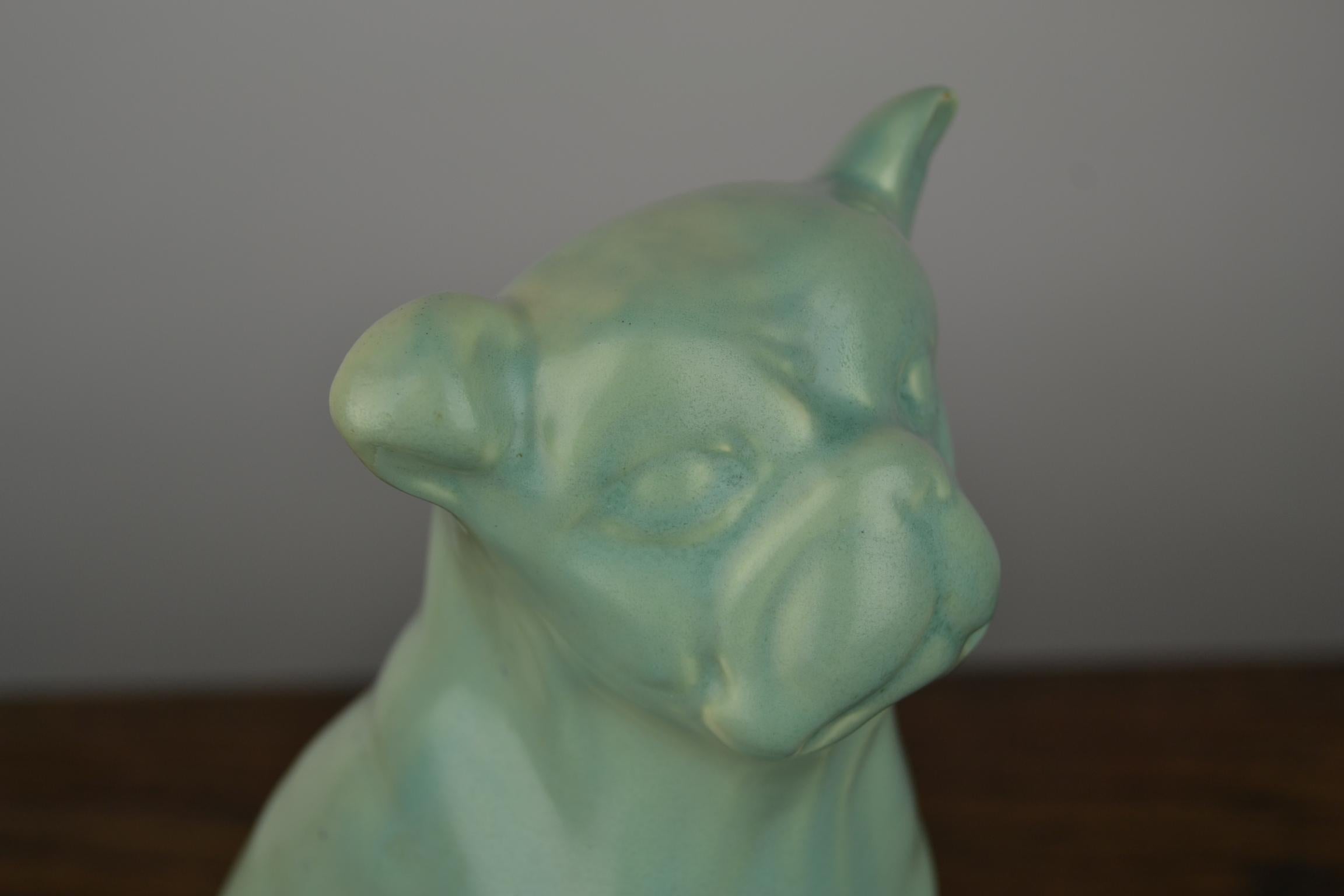 Eggshell Green Art Deco Porcelain Bulldog Figurine, 1930s 6