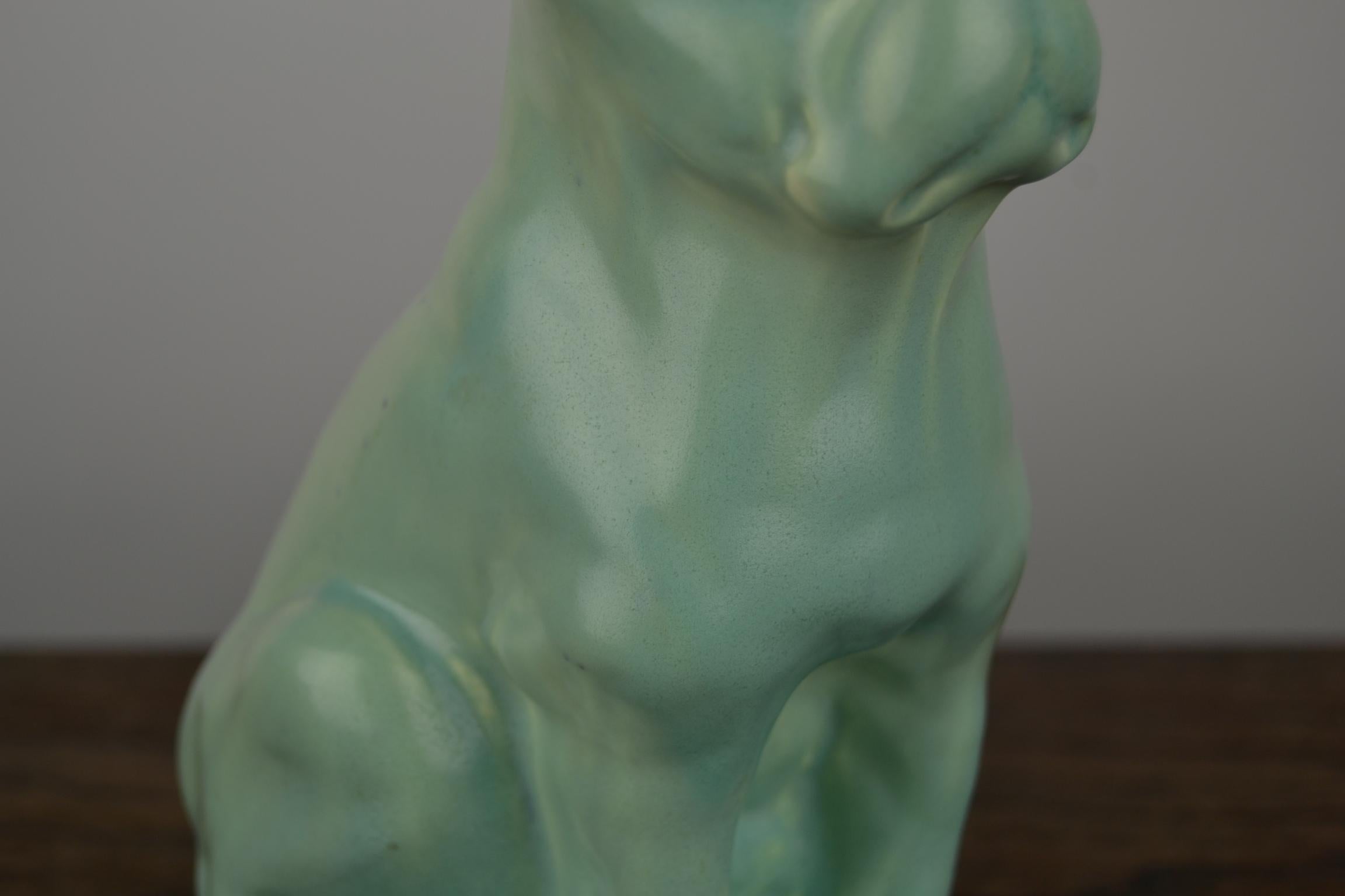 20th Century Eggshell Green Art Deco Porcelain Bulldog Figurine, 1930s