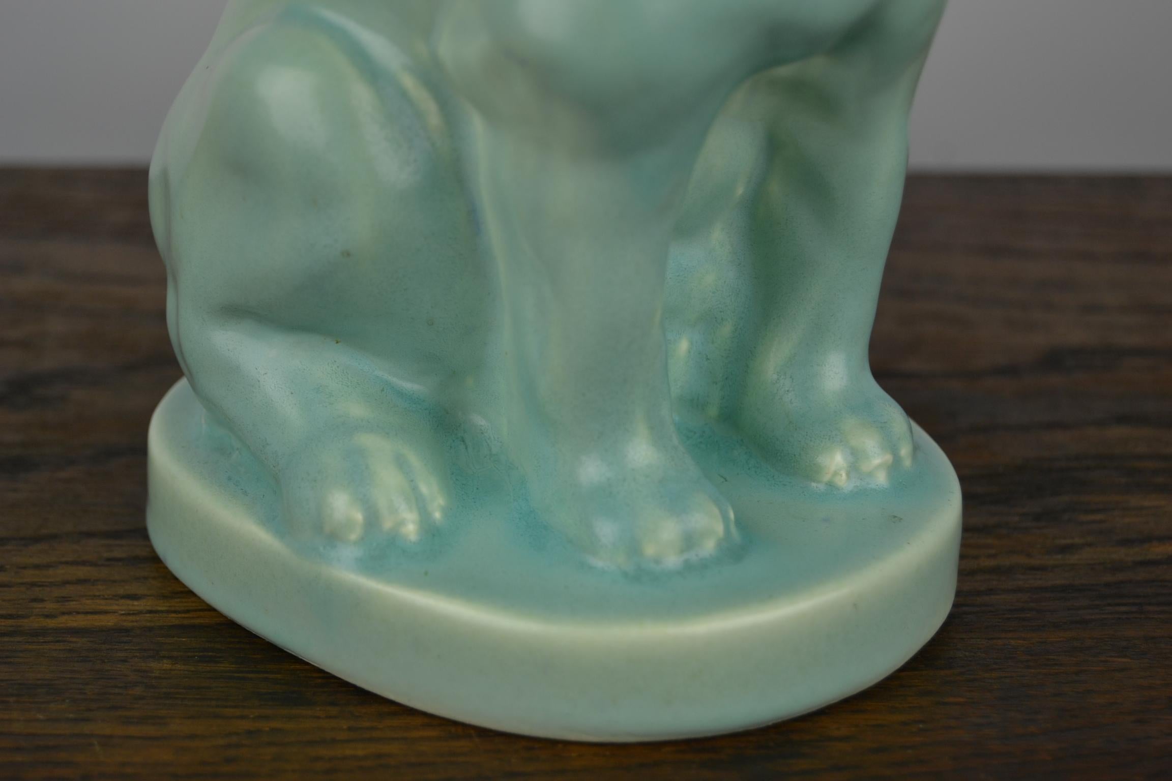 Eggshell Green Art Deco Porcelain Bulldog Figurine, 1930s 1