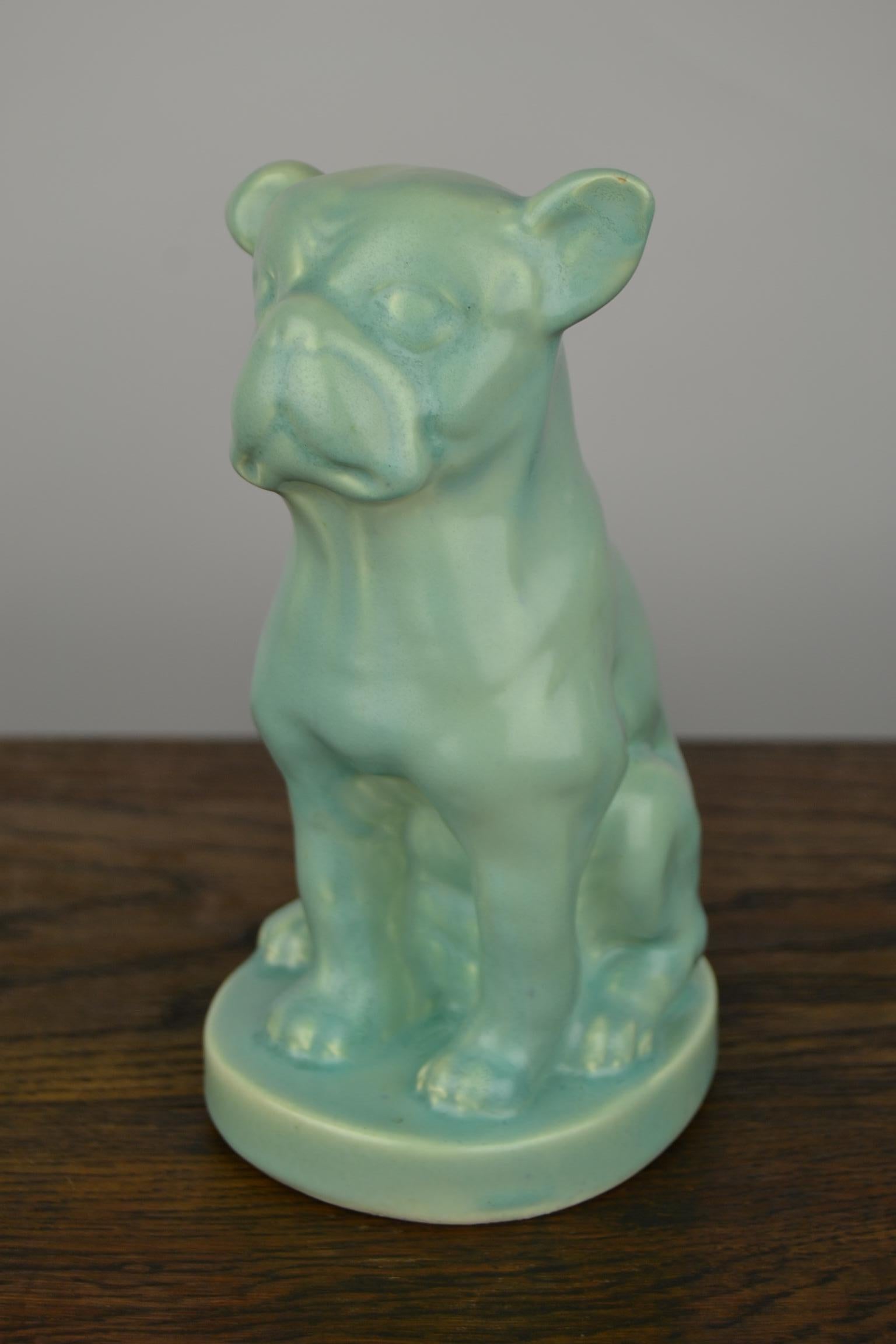 Eggshell Green Art Deco Porcelain Bulldog Figurine, 1930s 2
