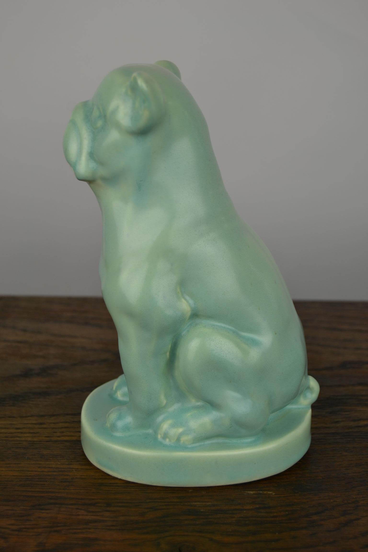 Eggshell Green Art Deco Porcelain Bulldog Figurine, 1930s 3