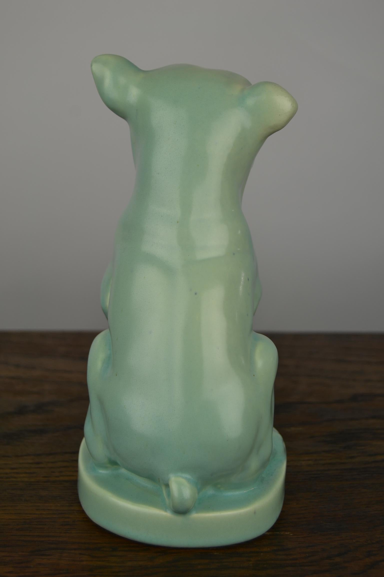 Eggshell Green Art Deco Porcelain Bulldog Figurine, 1930s 4