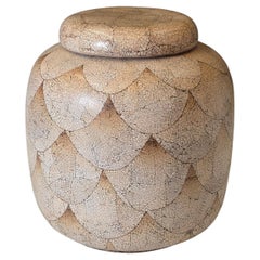 French Deco Style Eggshell Lacquer Ginger Jar