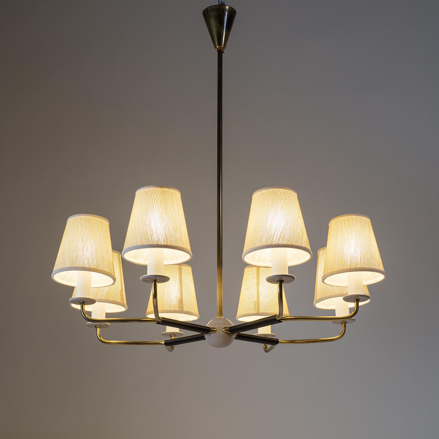 Eight-Arm Brass Chandelier, 1950s 7