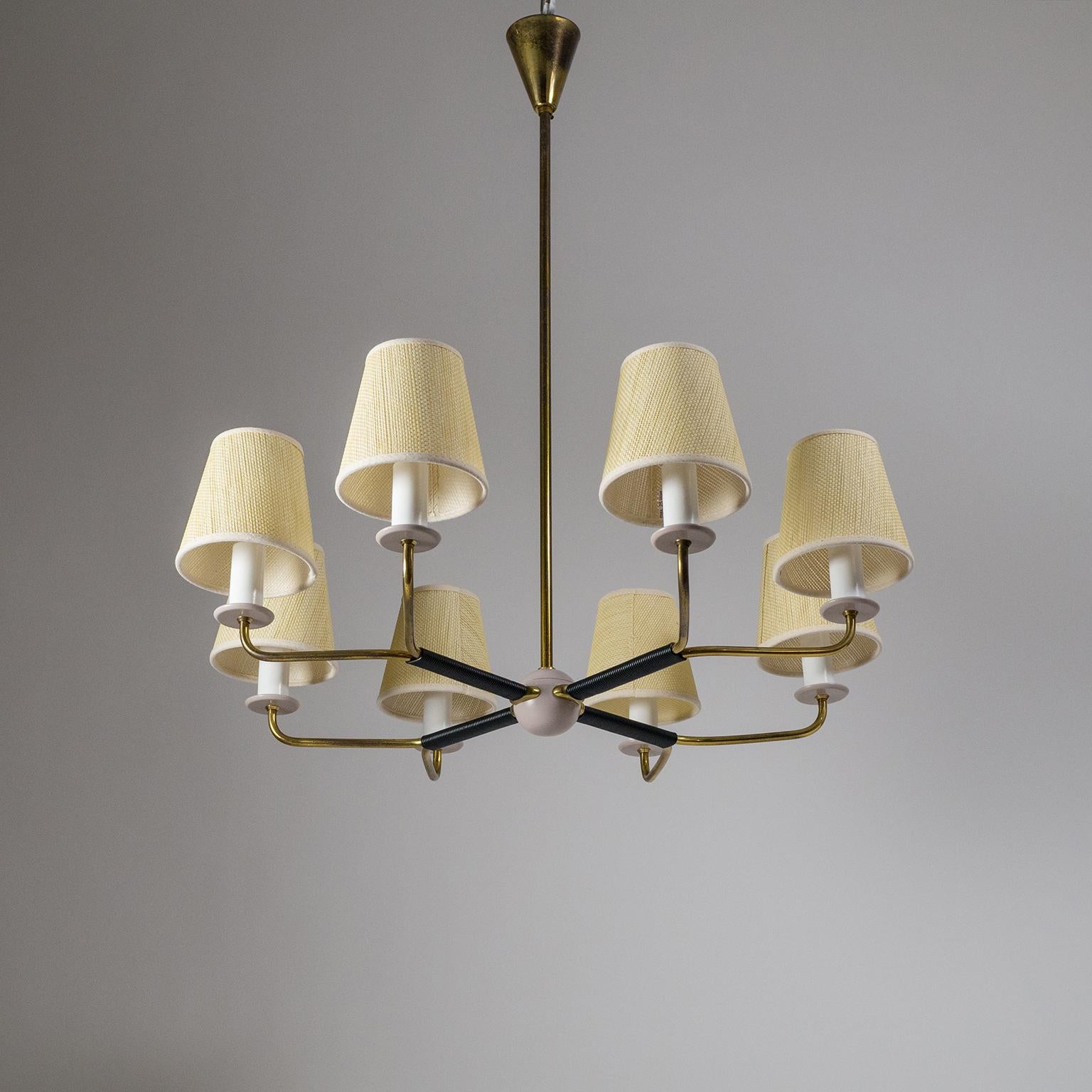 Eight-Arm Brass Chandelier, 1950s 11