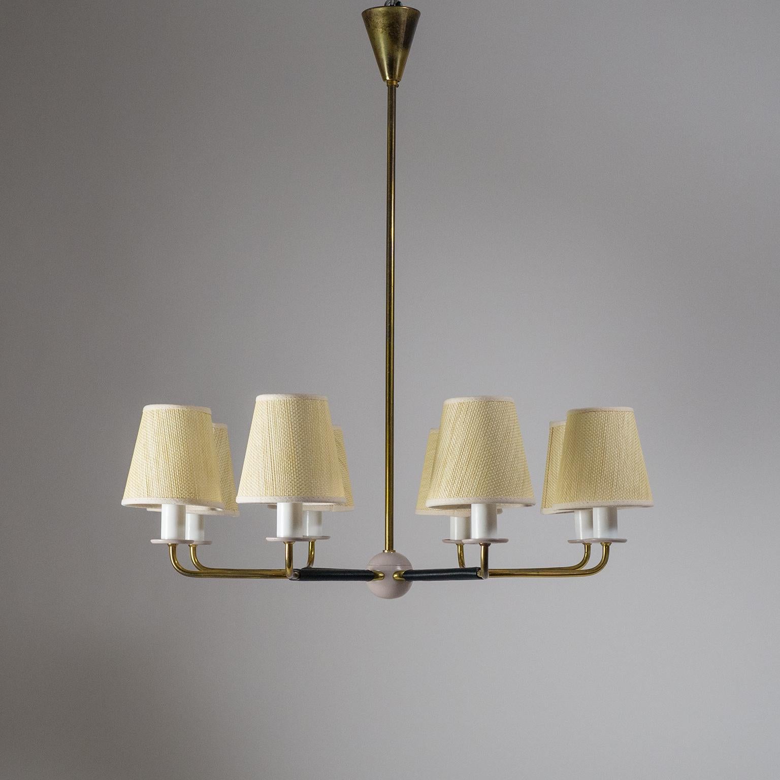 Mid-Century Modern Eight-Arm Brass Chandelier, 1950s