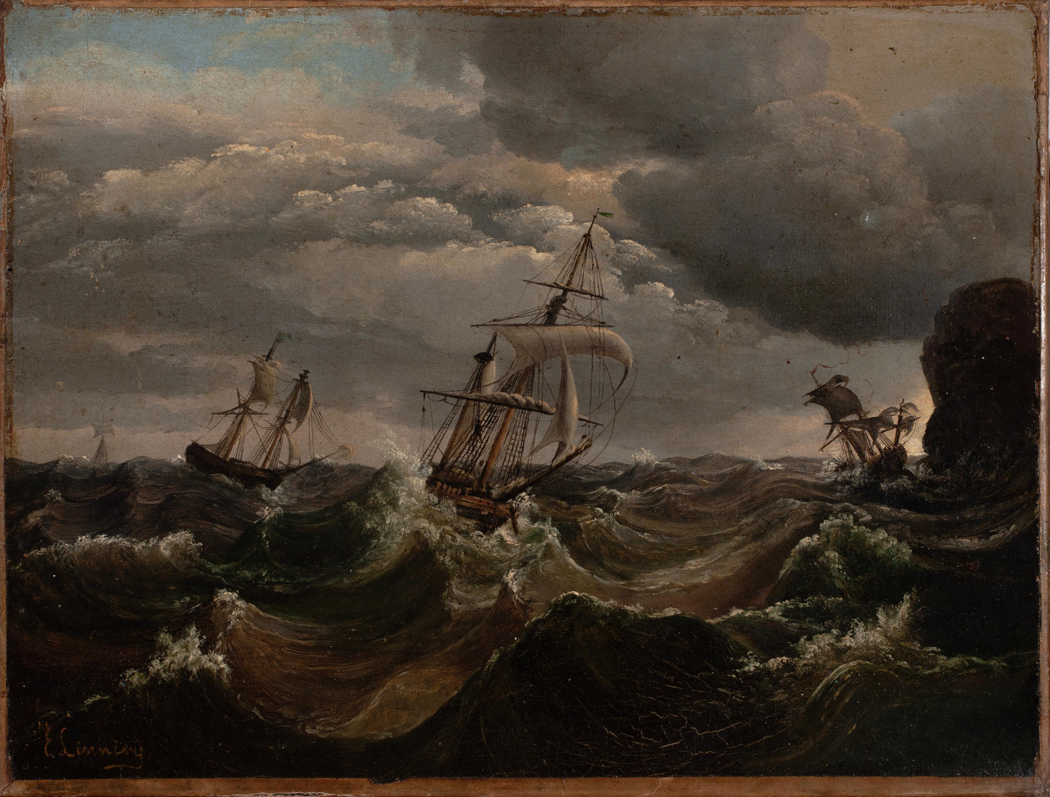 Stormy Seas - Painting by Egide Linning