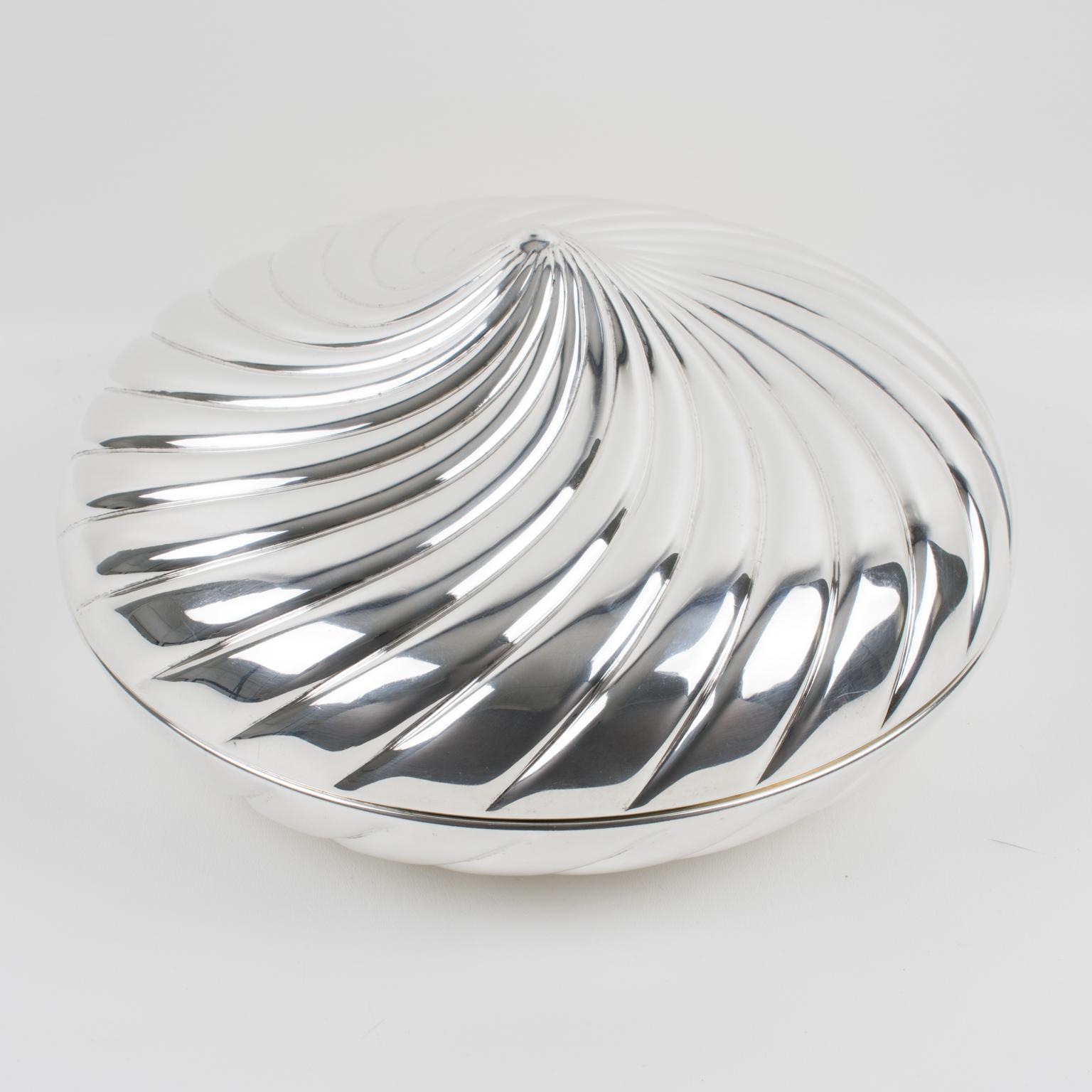 Italian Egidio Broggi, Italy Silver Plate and Gold Plate Swirled Box, circa 1980 For Sale