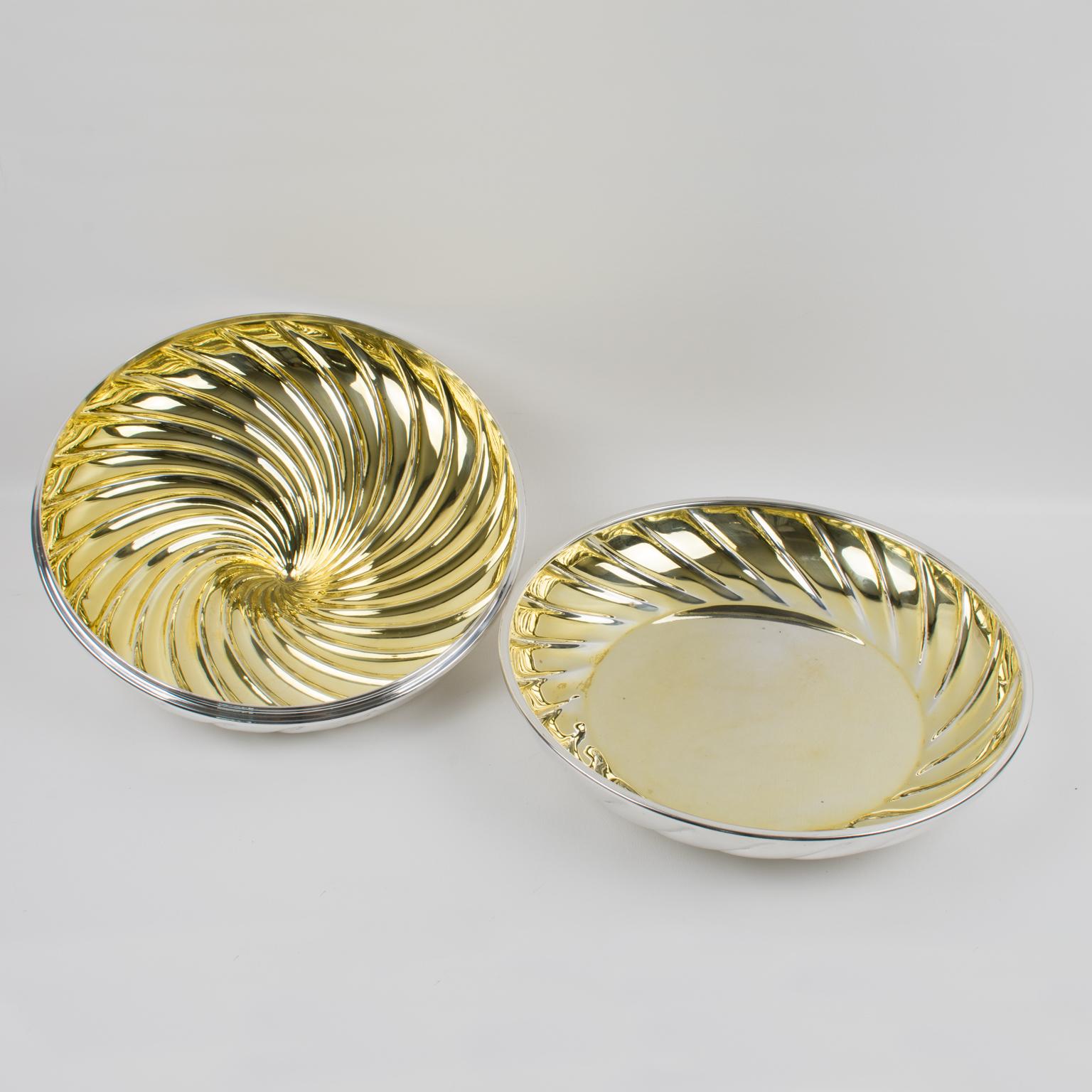 Egidio Broggi, Italy Silver Plate and Gold Plate Swirled Box, circa 1980 In Good Condition For Sale In Atlanta, GA