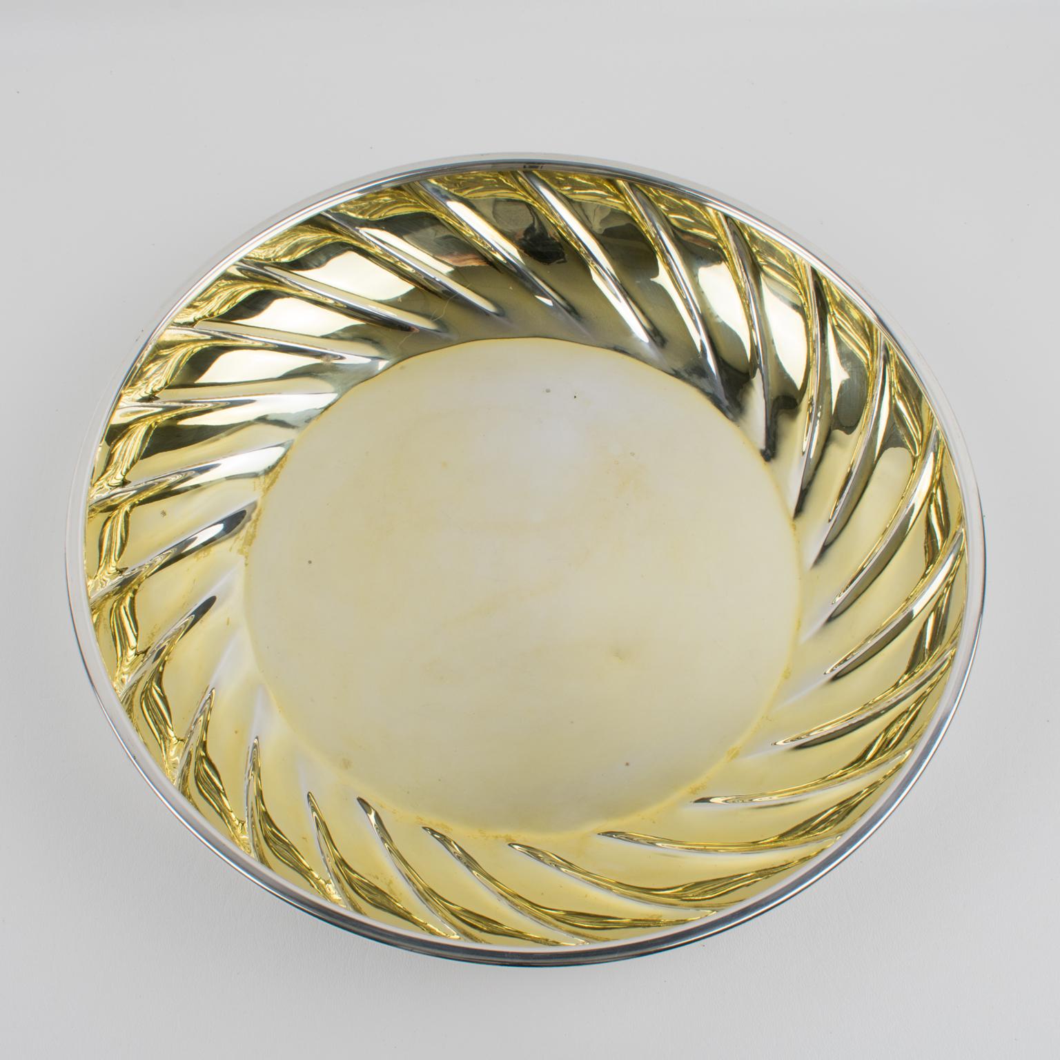 Late 20th Century Egidio Broggi, Italy Silver Plate and Gold Plate Swirled Box, circa 1980 For Sale