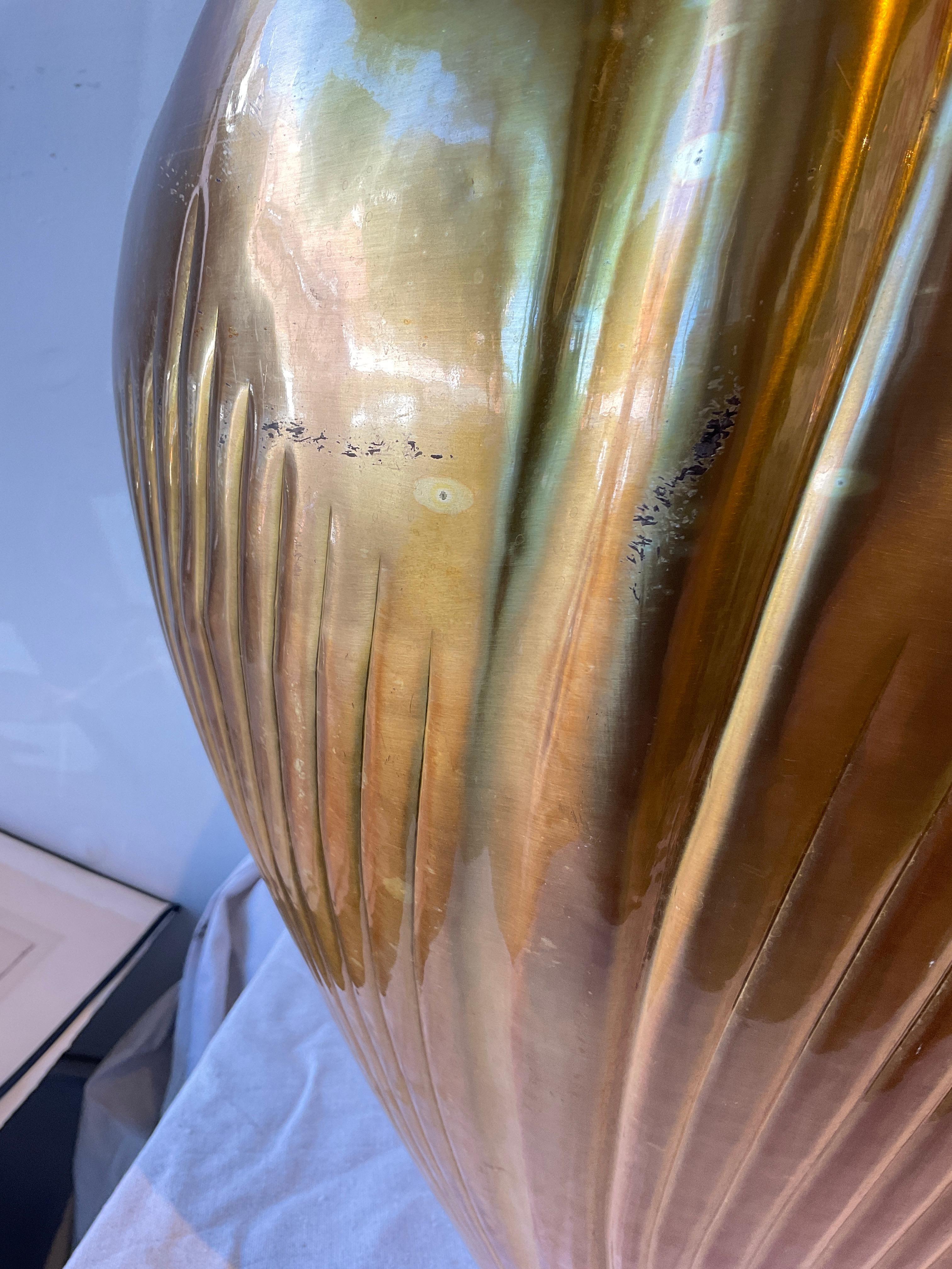 Egidio Broggi  Large Brass Vase ( Almost 2 Feet High ) For Sale 6
