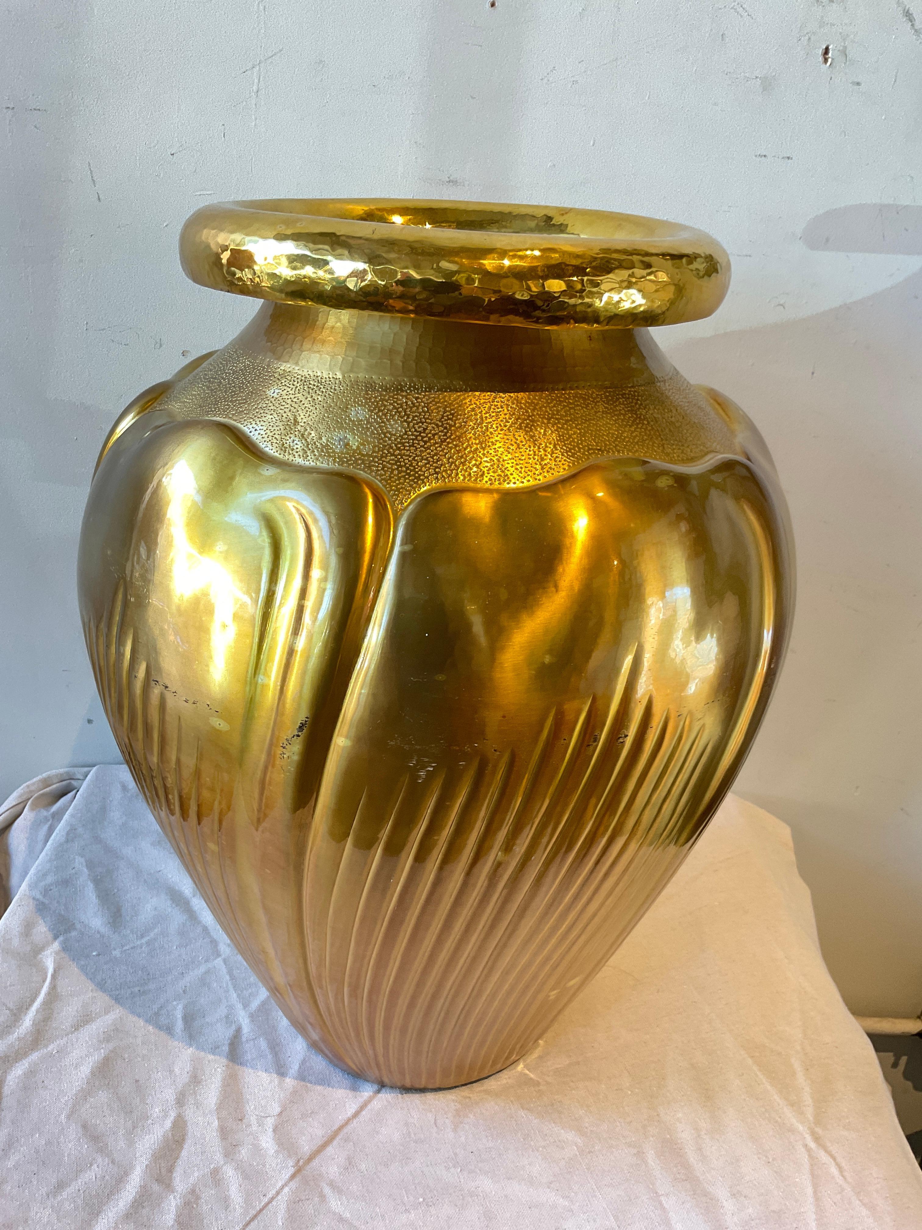 Egidio Broggi  Large Brass Vase ( Almost 2 Feet High ) For Sale 7