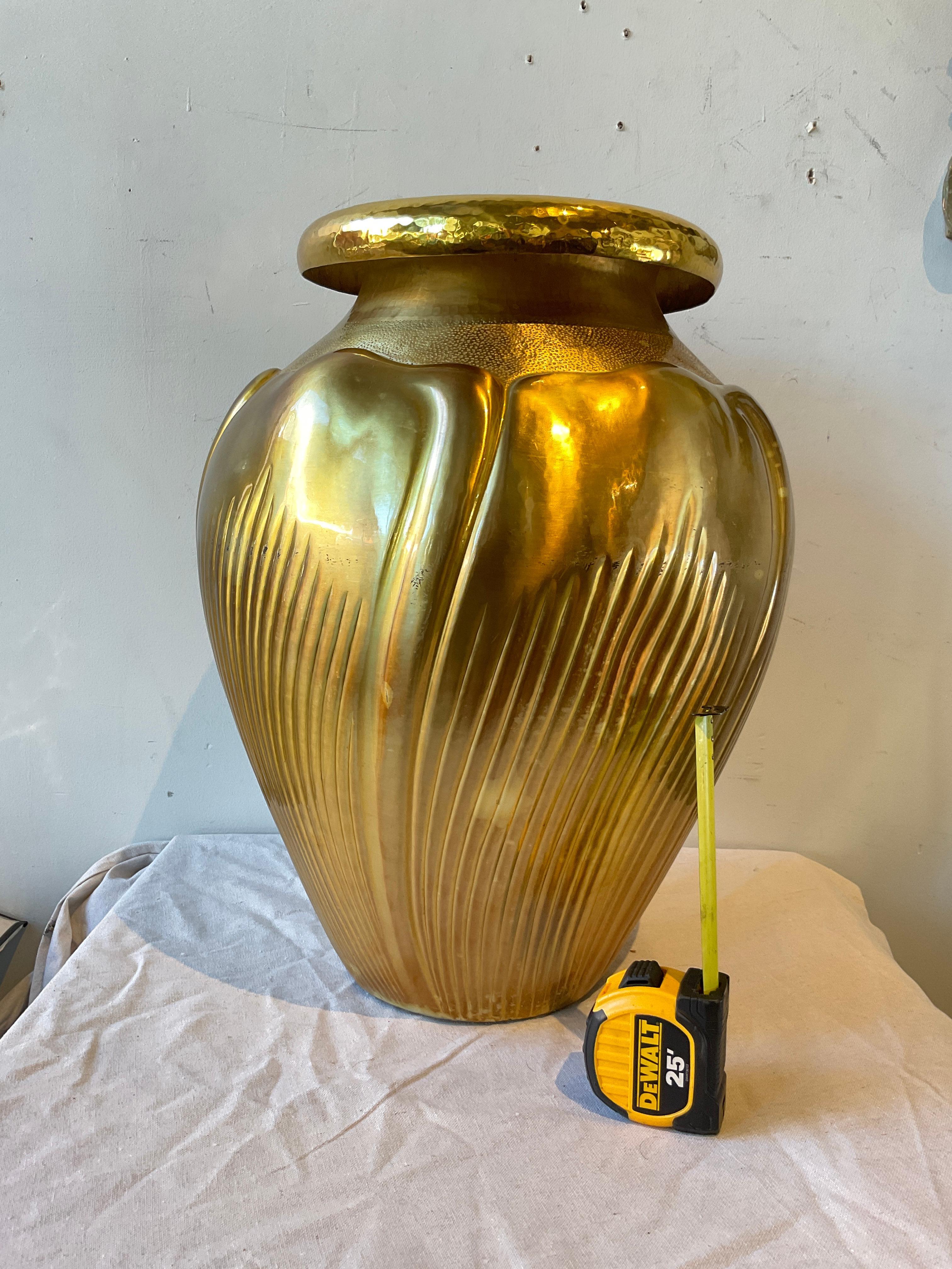 Egidio Broggi  large brass vase. Some marks on vase as shown in pictures.