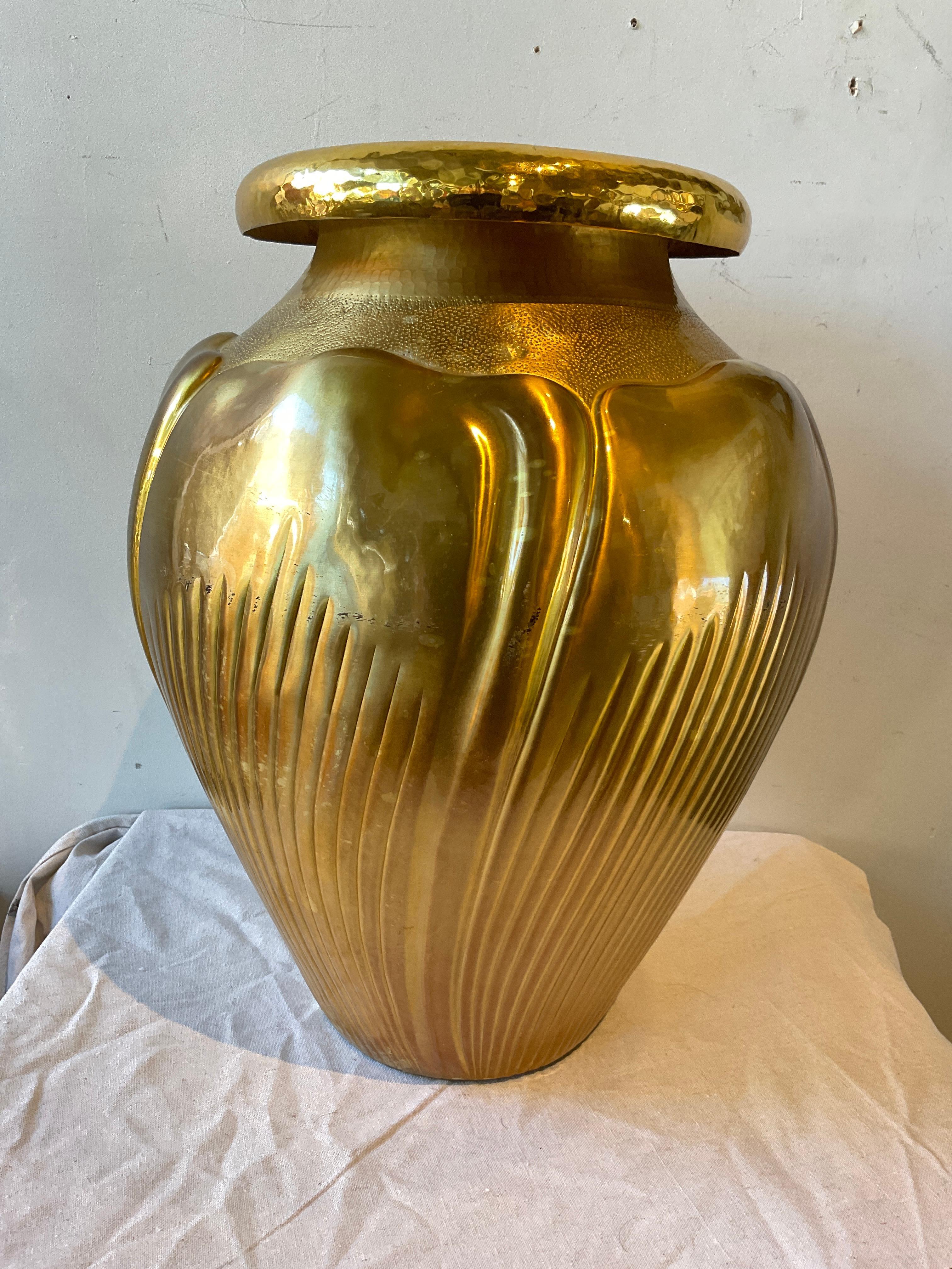 Late 20th Century Egidio Broggi  Large Brass Vase ( Almost 2 Feet High ) For Sale