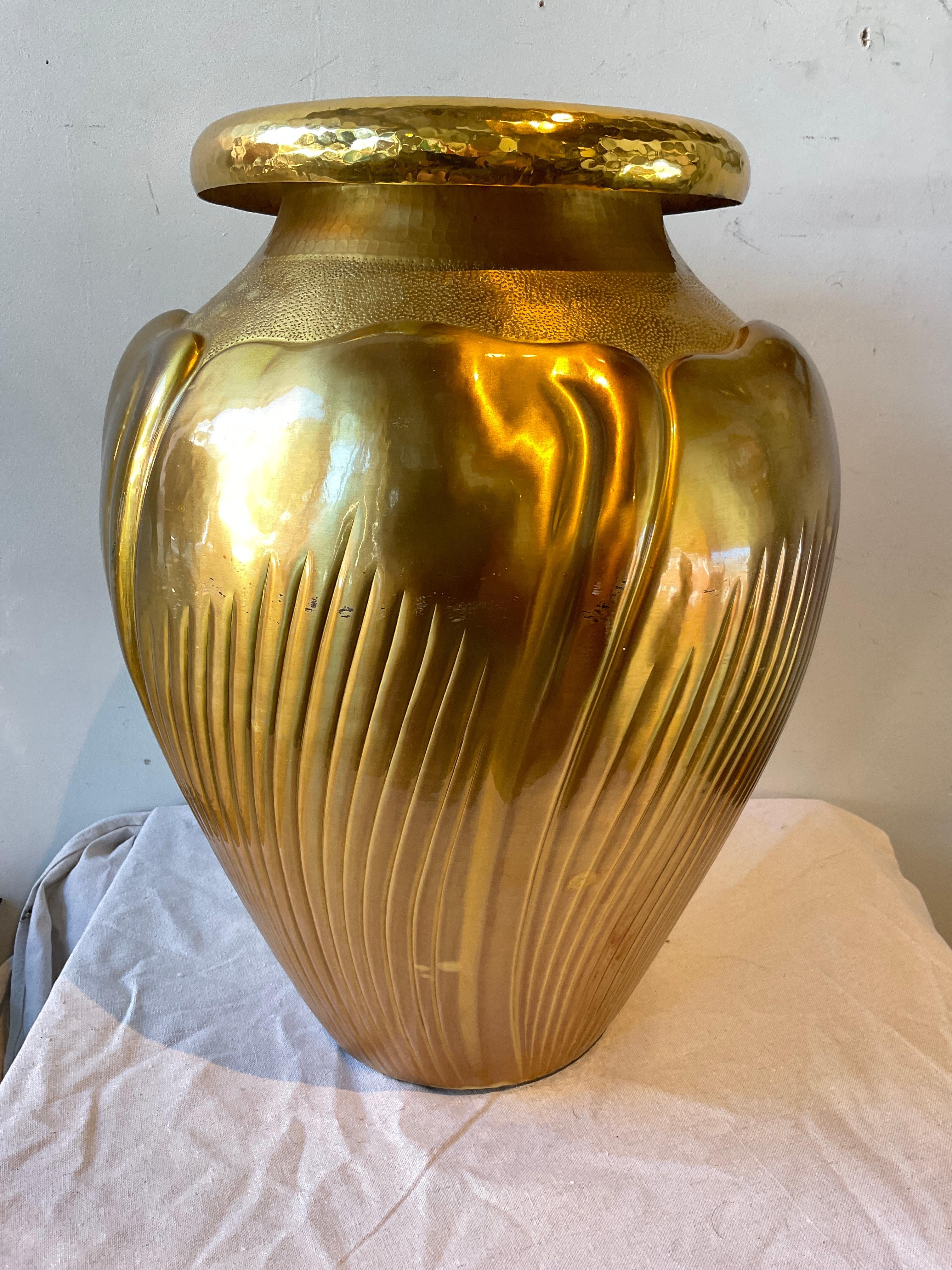 Egidio Broggi  Large Brass Vase ( Almost 2 Feet High ) For Sale 1