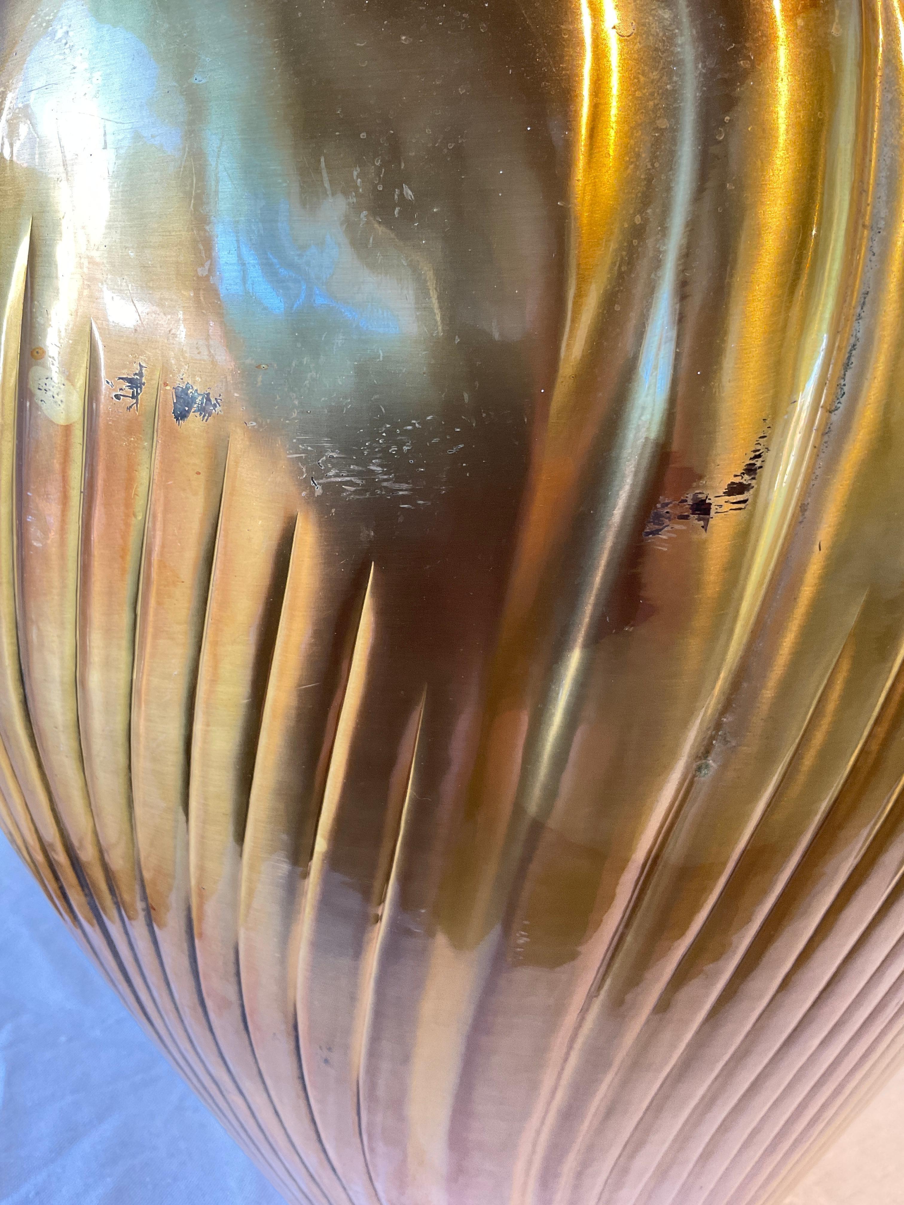 Egidio Broggi  Large Brass Vase ( Almost 2 Feet High ) For Sale 3