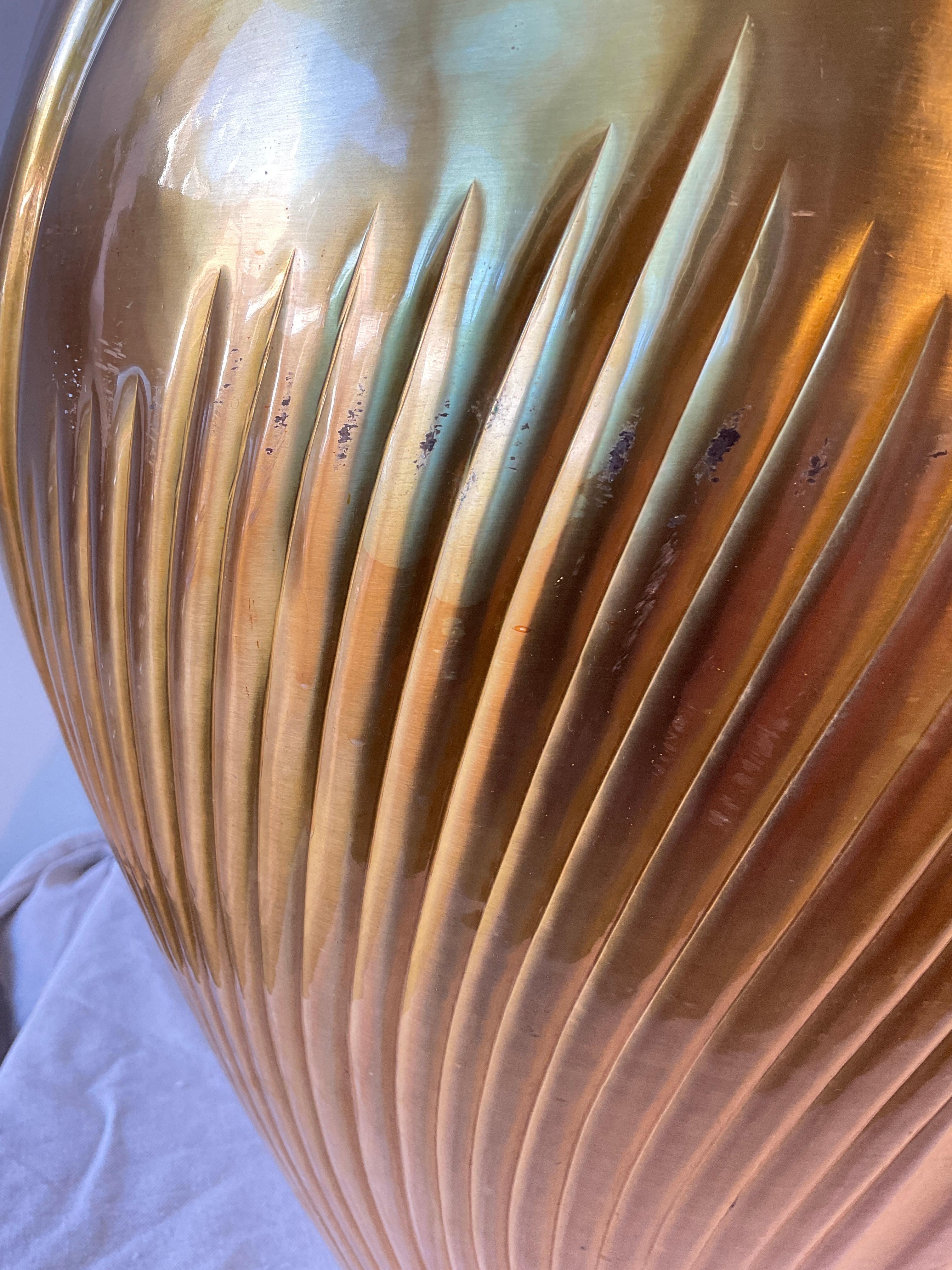 Egidio Broggi  Large Brass Vase ( Almost 2 Feet High ) For Sale 5