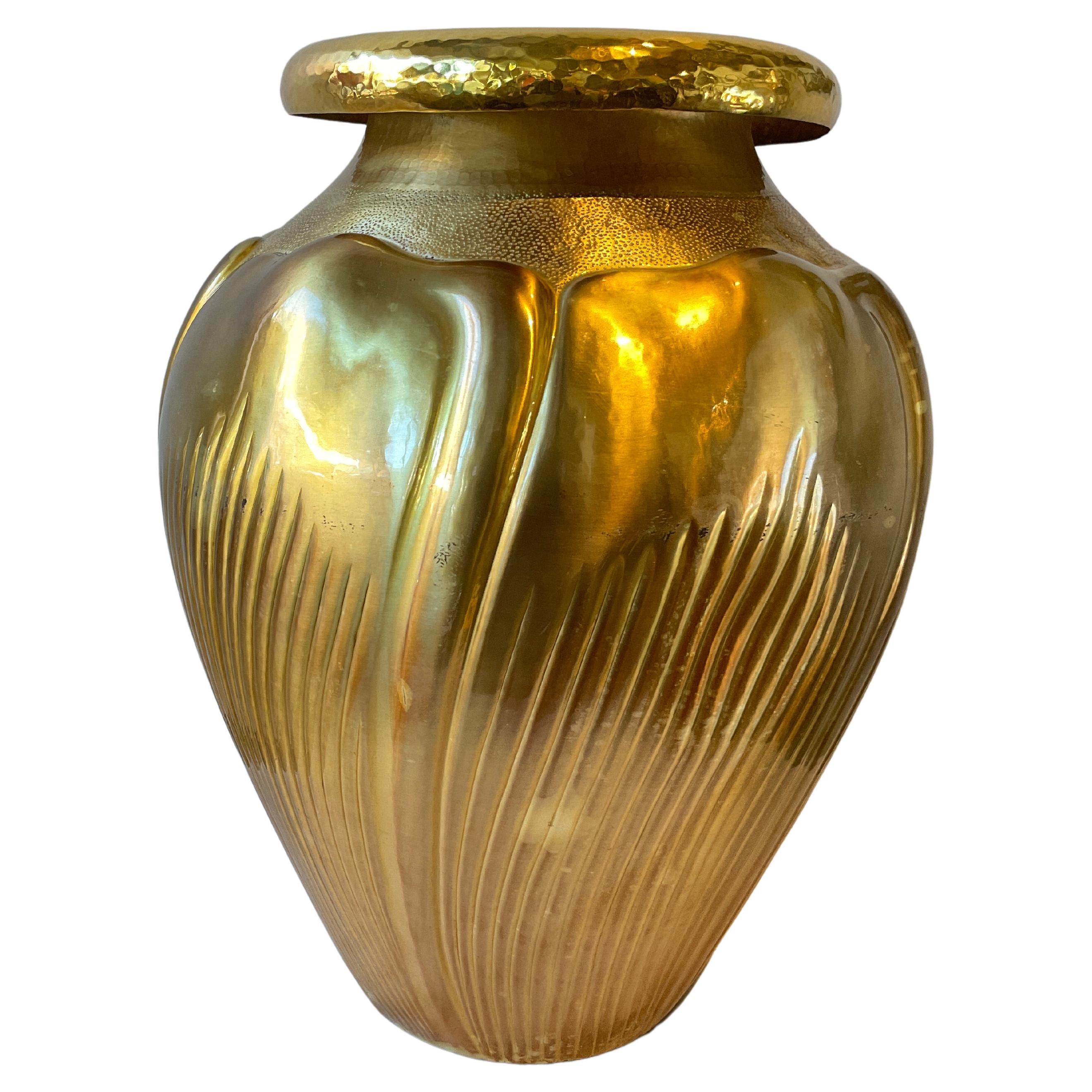 Egidio Broggi  Large Brass Vase ( Almost 2 Feet High ) For Sale