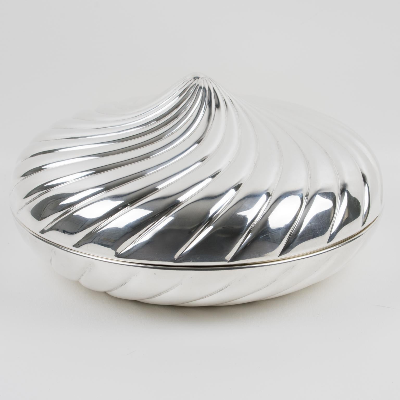 Moderne Egidio Broggi Milano, boîte tourbillonnante surdimensionnée en métal argenté en vente