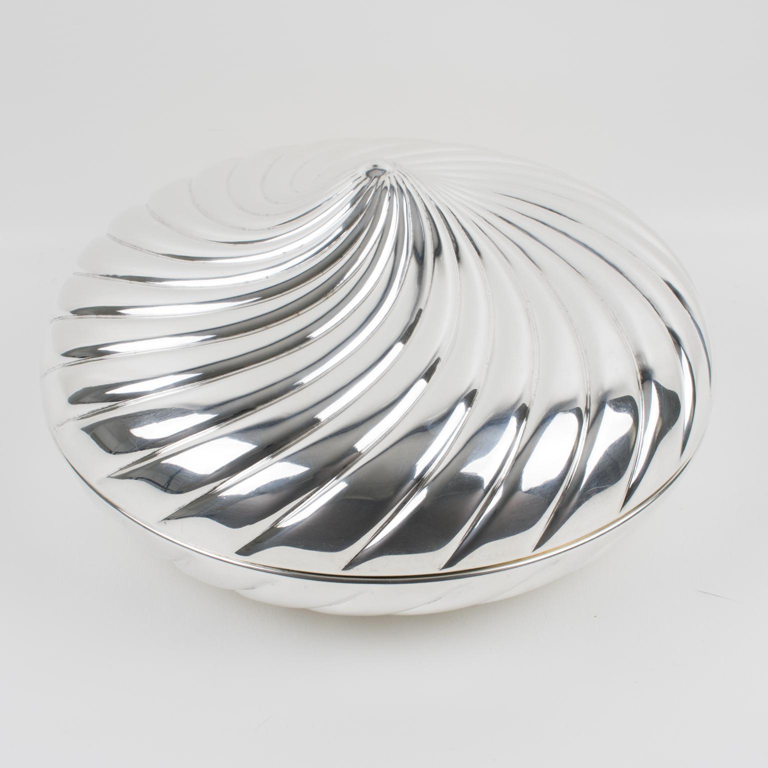 italien Egidio Broggi Milano, boîte tourbillonnante surdimensionnée en métal argenté en vente