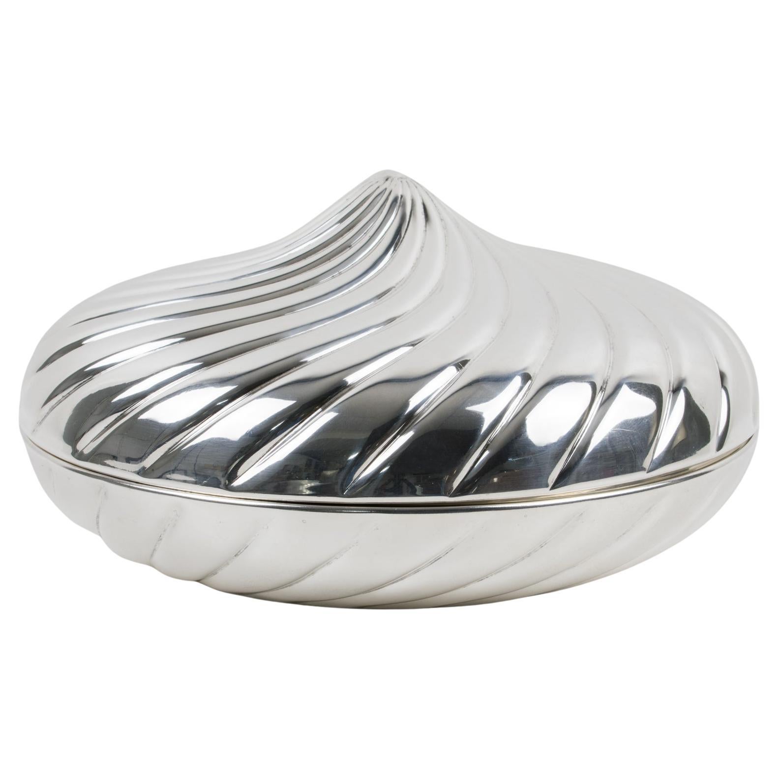 Egidio Broggi Milano, Oversized Silver Plate Swirled Box For Sale