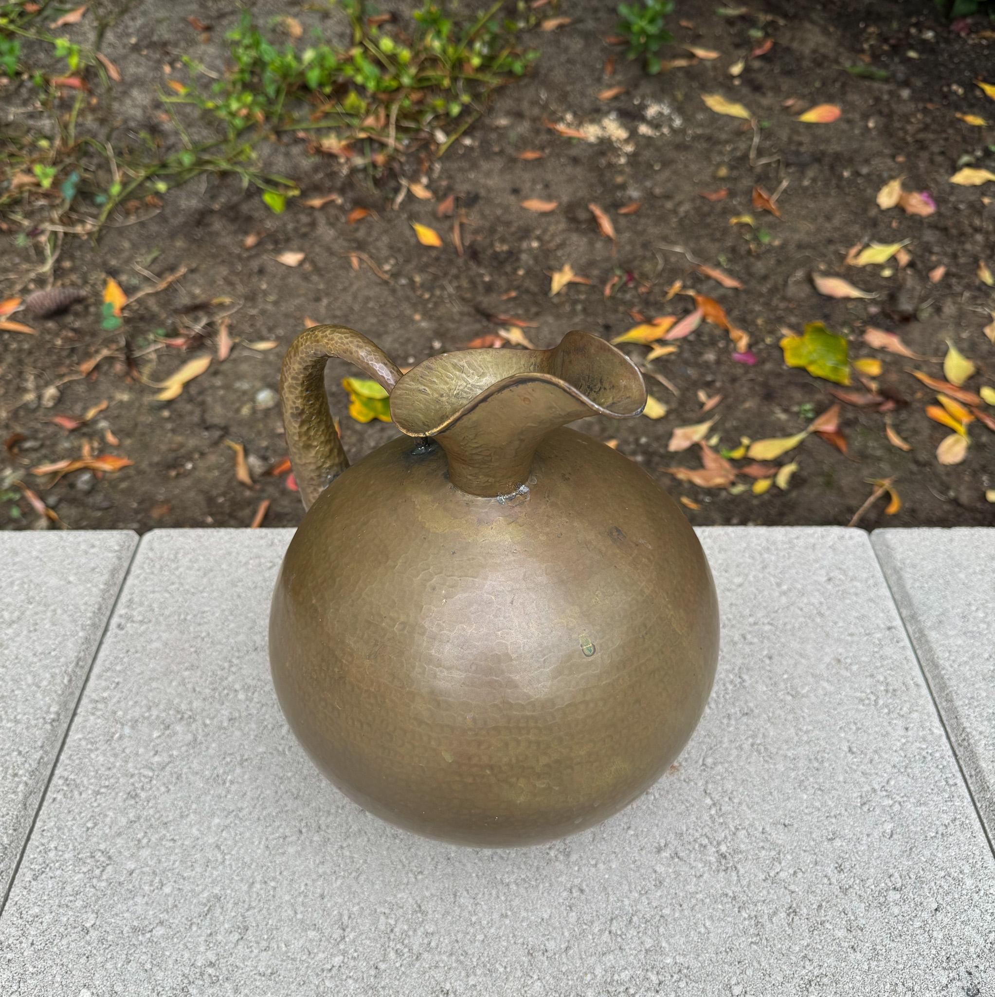 20th Century Egidio Casagrande Hammered Brass Pitcher, Italy c.1950 For Sale