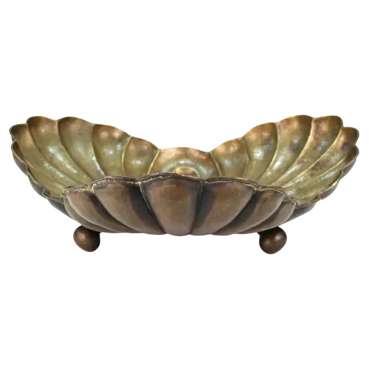 Egidio Casagrande, Italian Modernist Monumental Brass Vessel, Ca. 1930s–1940s For Sale