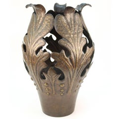 Egidio Casagrande Italian Modernist Monumental Hammered Brass Vase