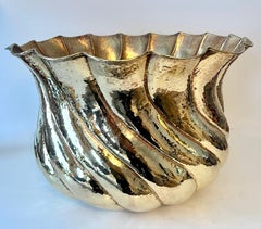Egidio Casagrande – Handgefertigter, polierter Blumentopf aus massivem Messing mit Wirbelmuster