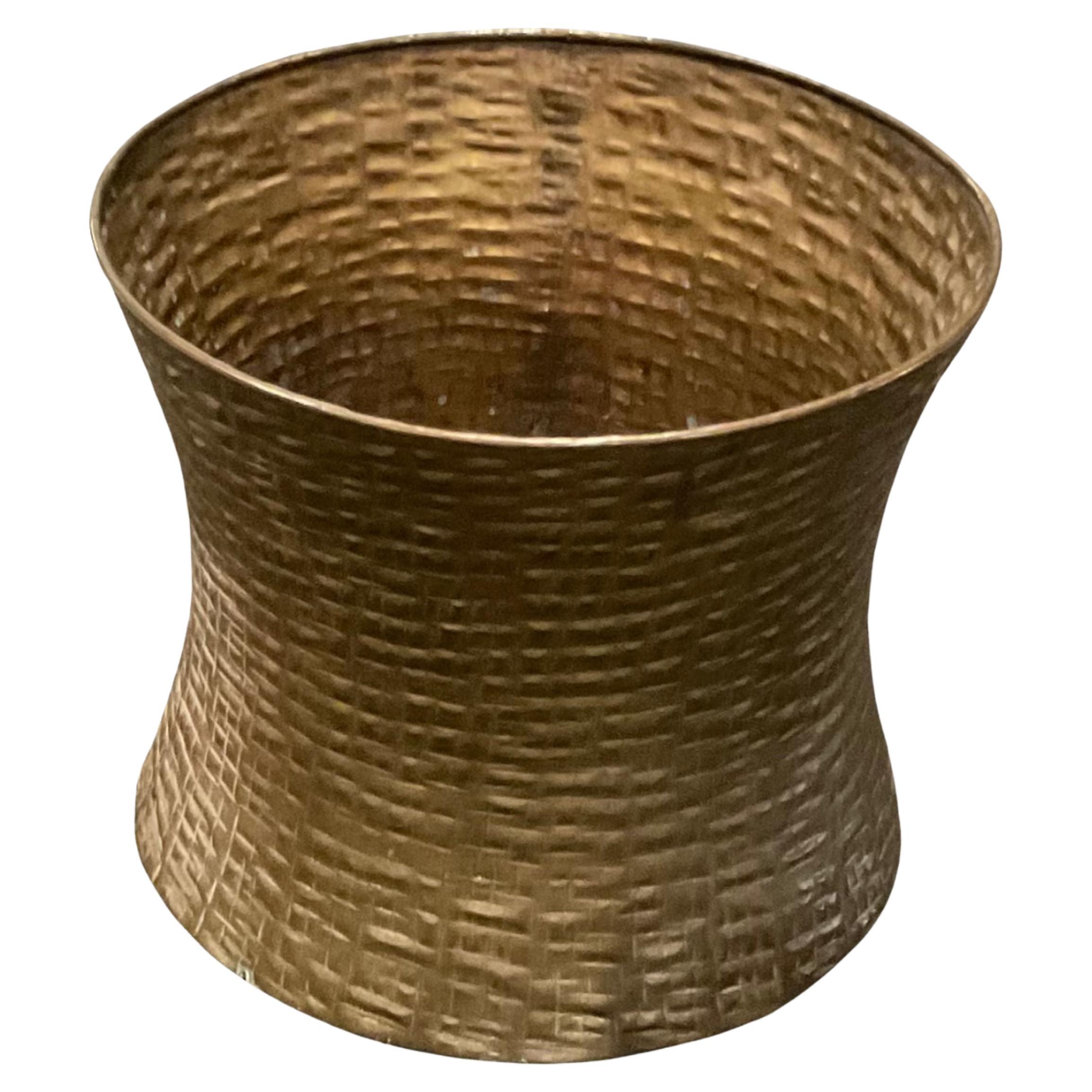 Mid-Century Modern Egidio Casagrande Textured Brass Planter For Sale