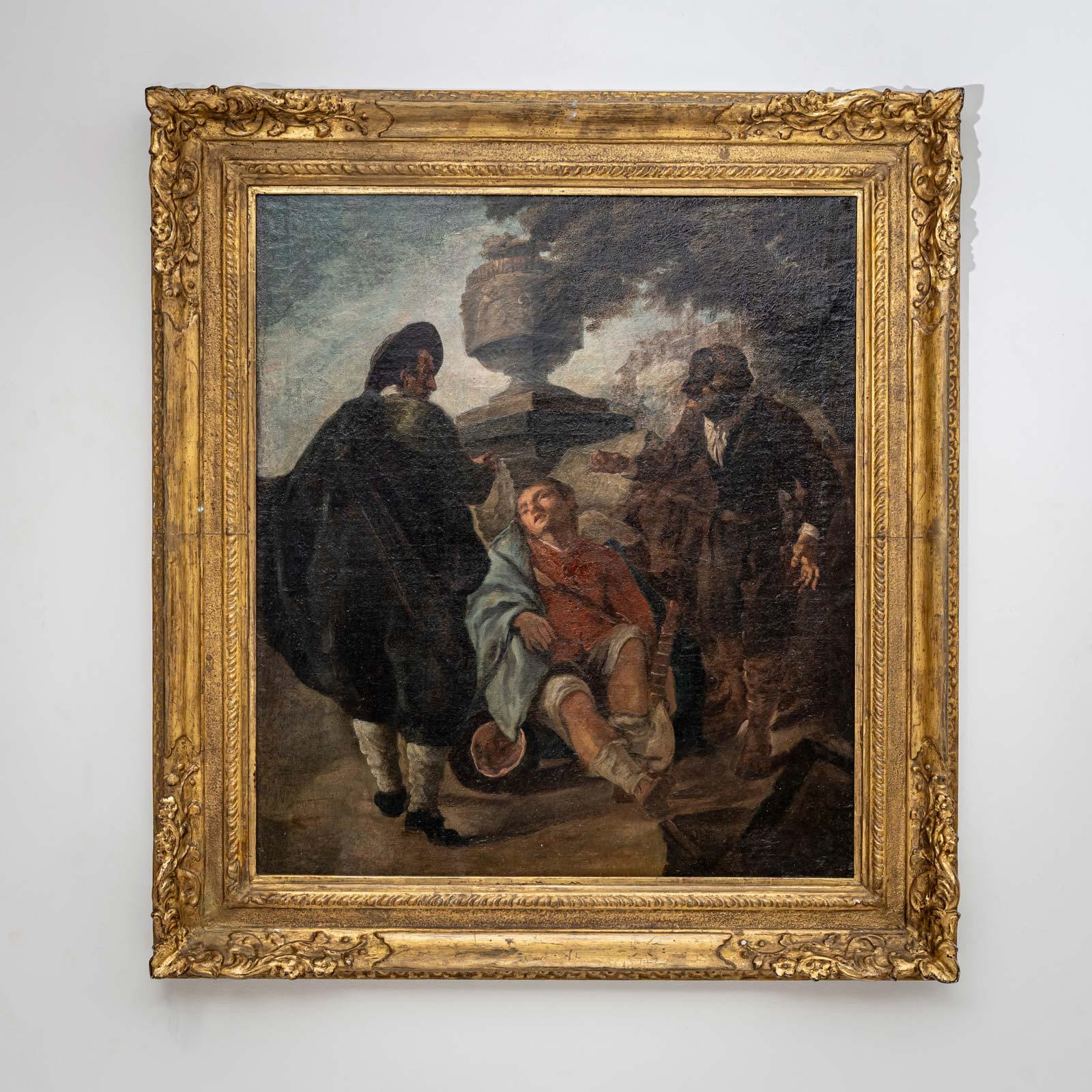 Egidio dall'Oglio (1705-1784), Junge mit Lute und zwei Kämpfern, Italien 18. Jahrhundert im Angebot 1