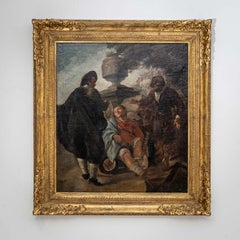 Egidio dall'Oglio (1705-1784), Boy with Lute and Two Fighting Men, Italy 18th C