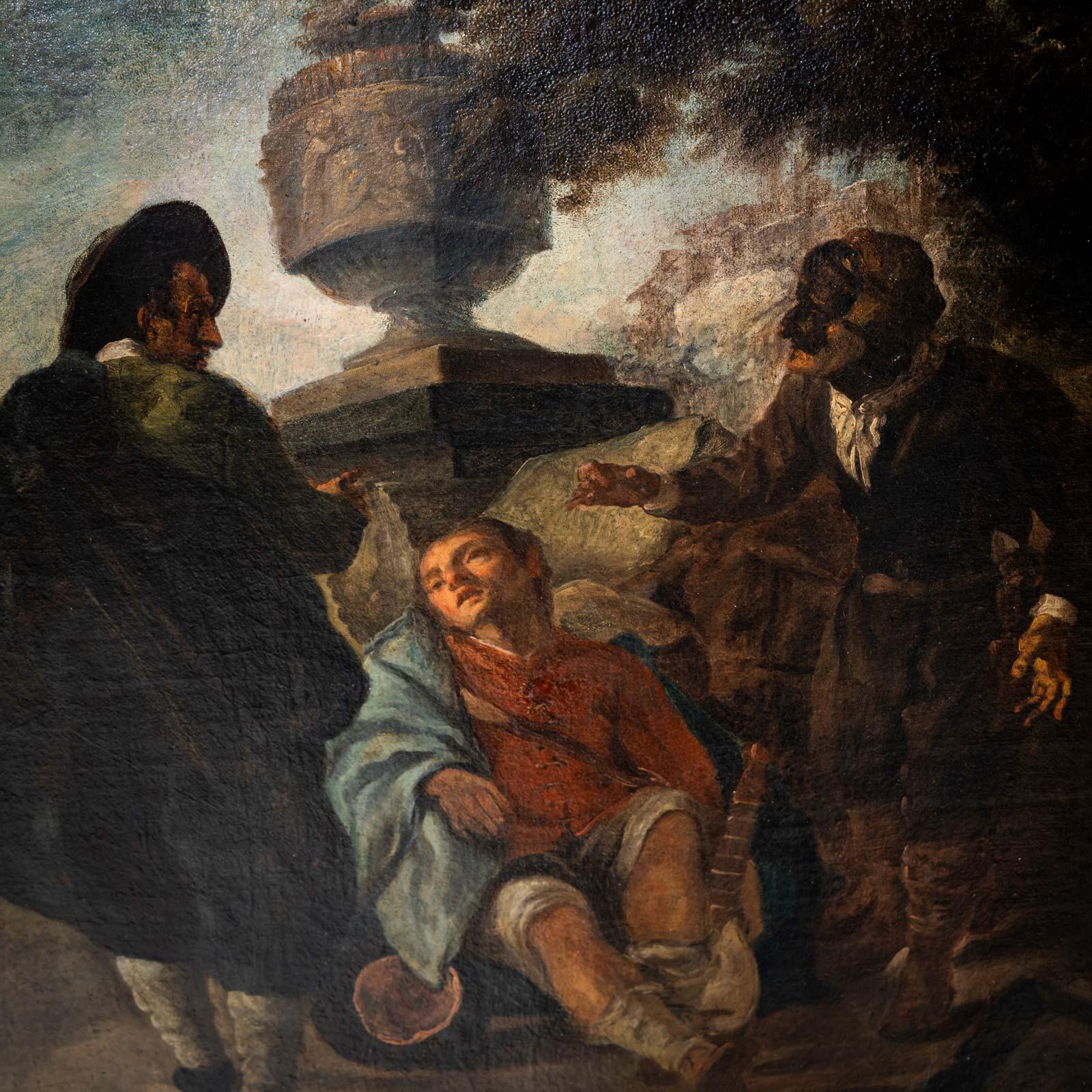 Egidio dall'Oglio (1705-1784), Junge mit Lute und zwei Kämpfern, Italien 18. Jahrhundert im Angebot 5