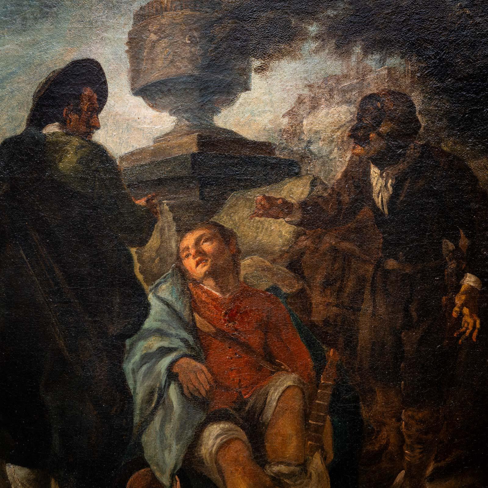 Egidio dall'Oglio (1705-1784), Junge mit Lute und zwei Kämpfern, Italien 18. Jahrhundert im Angebot 7