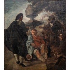 Egidio dall'Oglio (1705-1784), Muchacho con laúd y dos combatientes, Italia s. XVIII