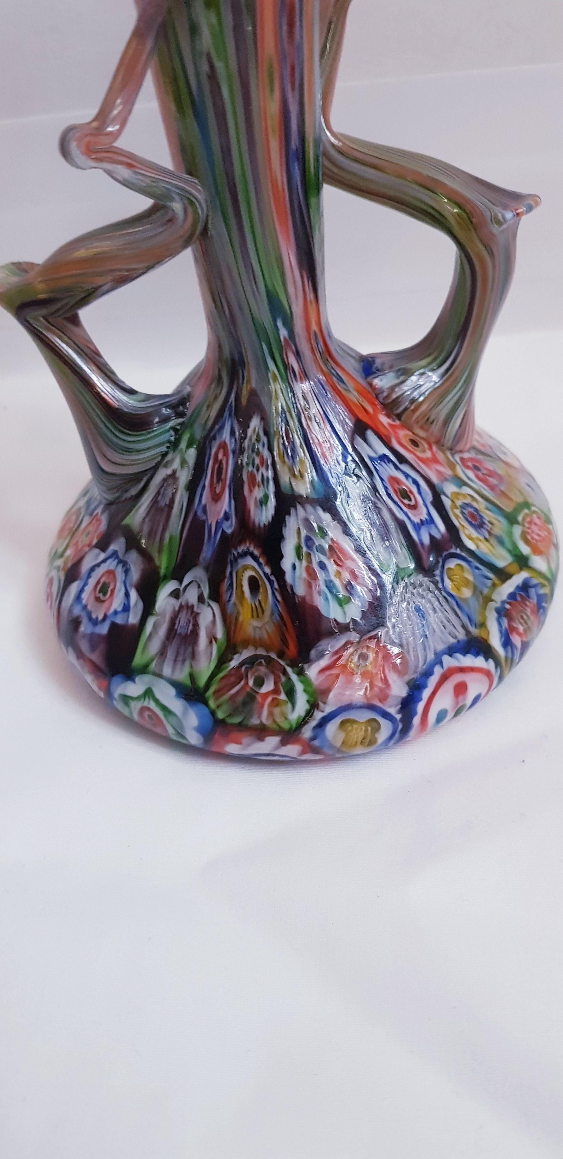 Hand-Crafted Murano glass millefiori vase A.Ve.M' 1930 by Egidio Ferro  For Sale
