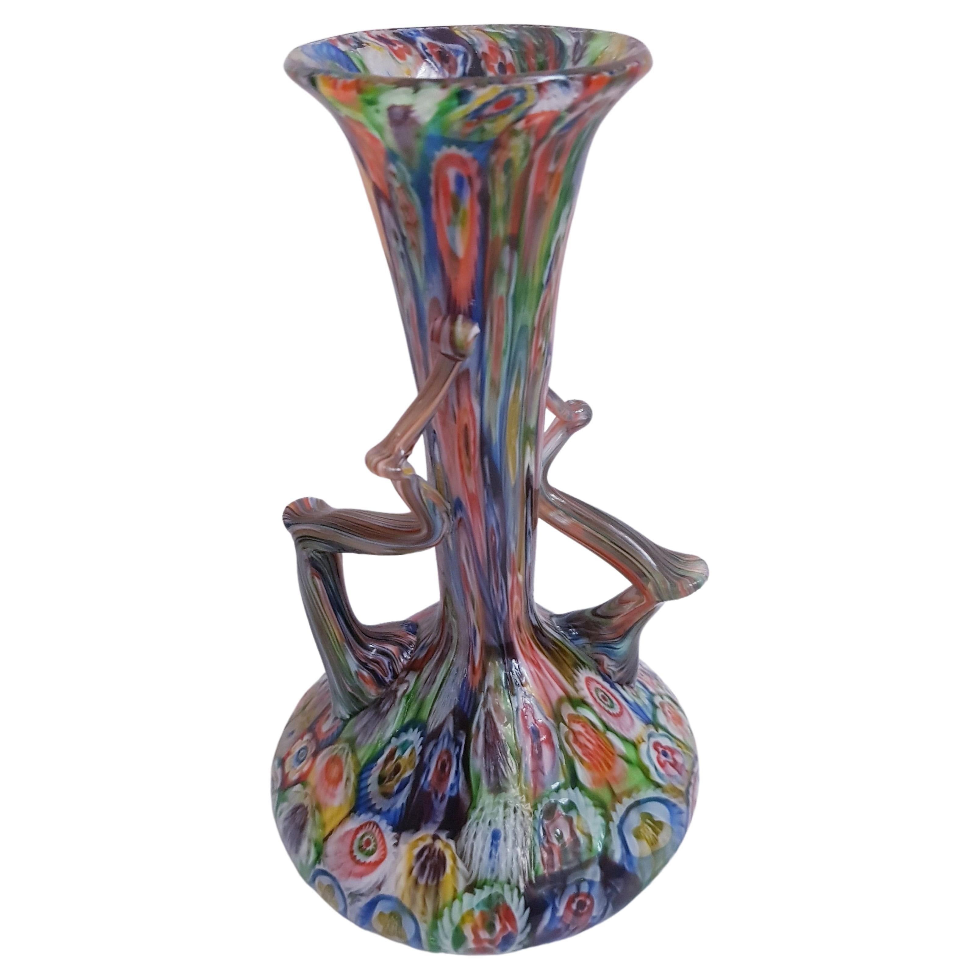 Murano glass millefiori vase A.Ve.M' 1930 by Egidio Ferro  For Sale