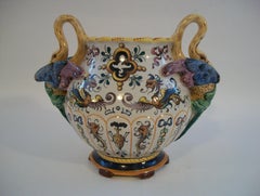 EGISTO FANTECHI - Hand Painted Majolica Center Bowl - Italy - Early 20th Century