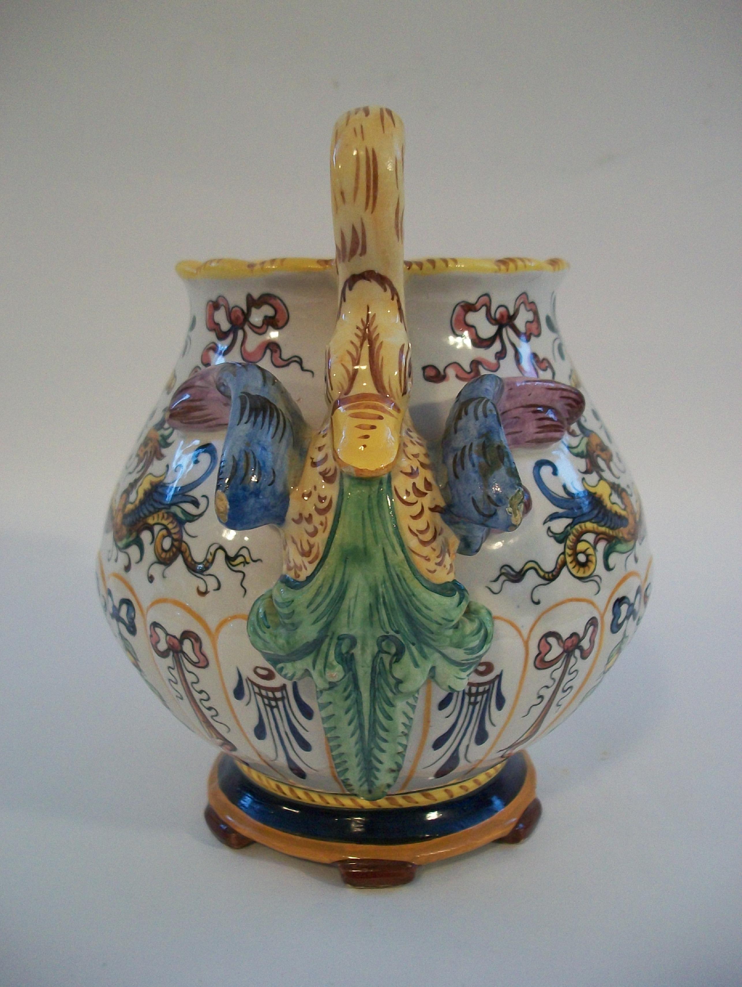 EGISTO FANTECHI - Cuenco central de mayólica pintado a mano - Italia - Principios S. XX Glaseado en venta